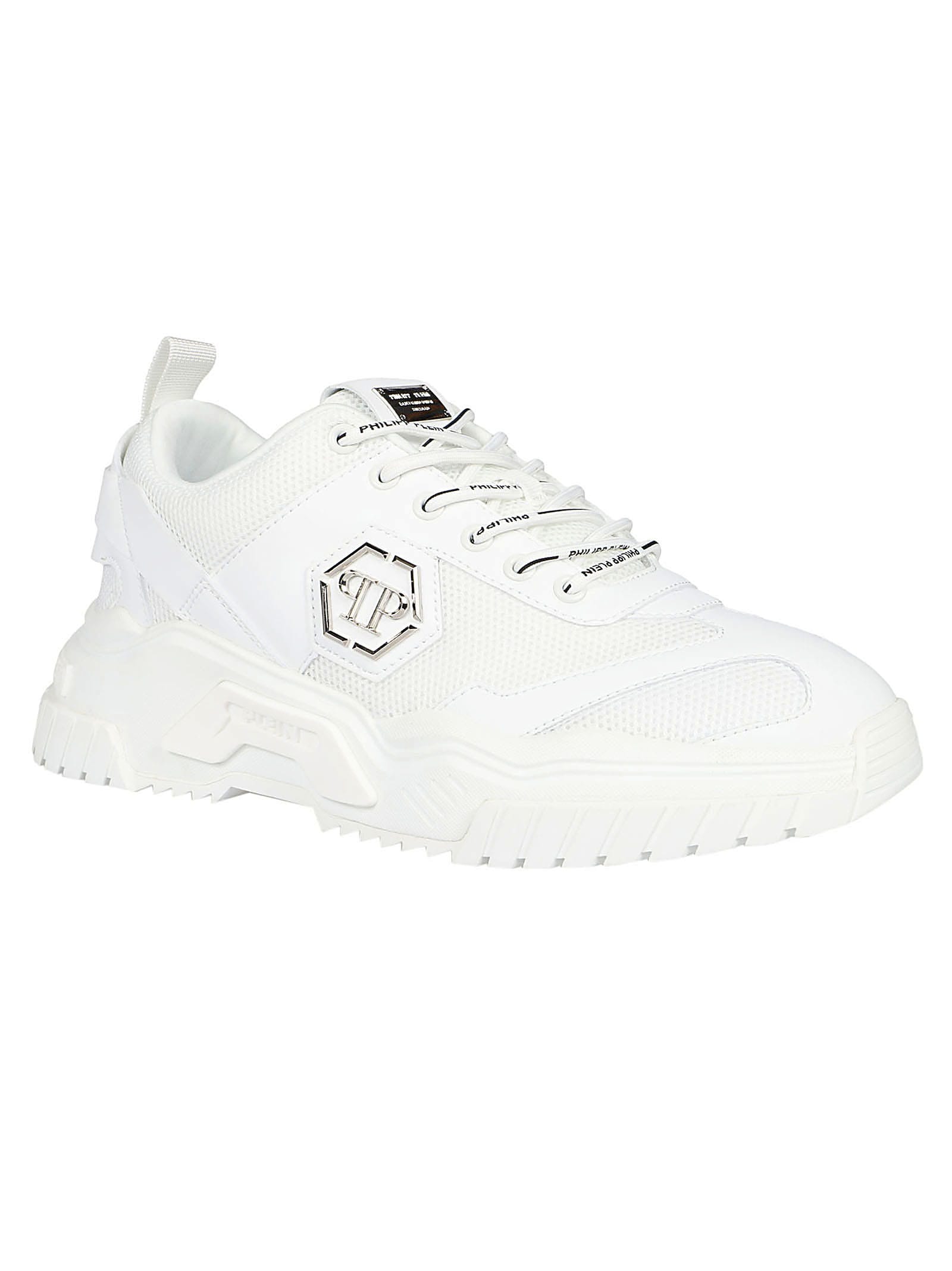 Shop Philipp Plein Predator Sneakers In White/white