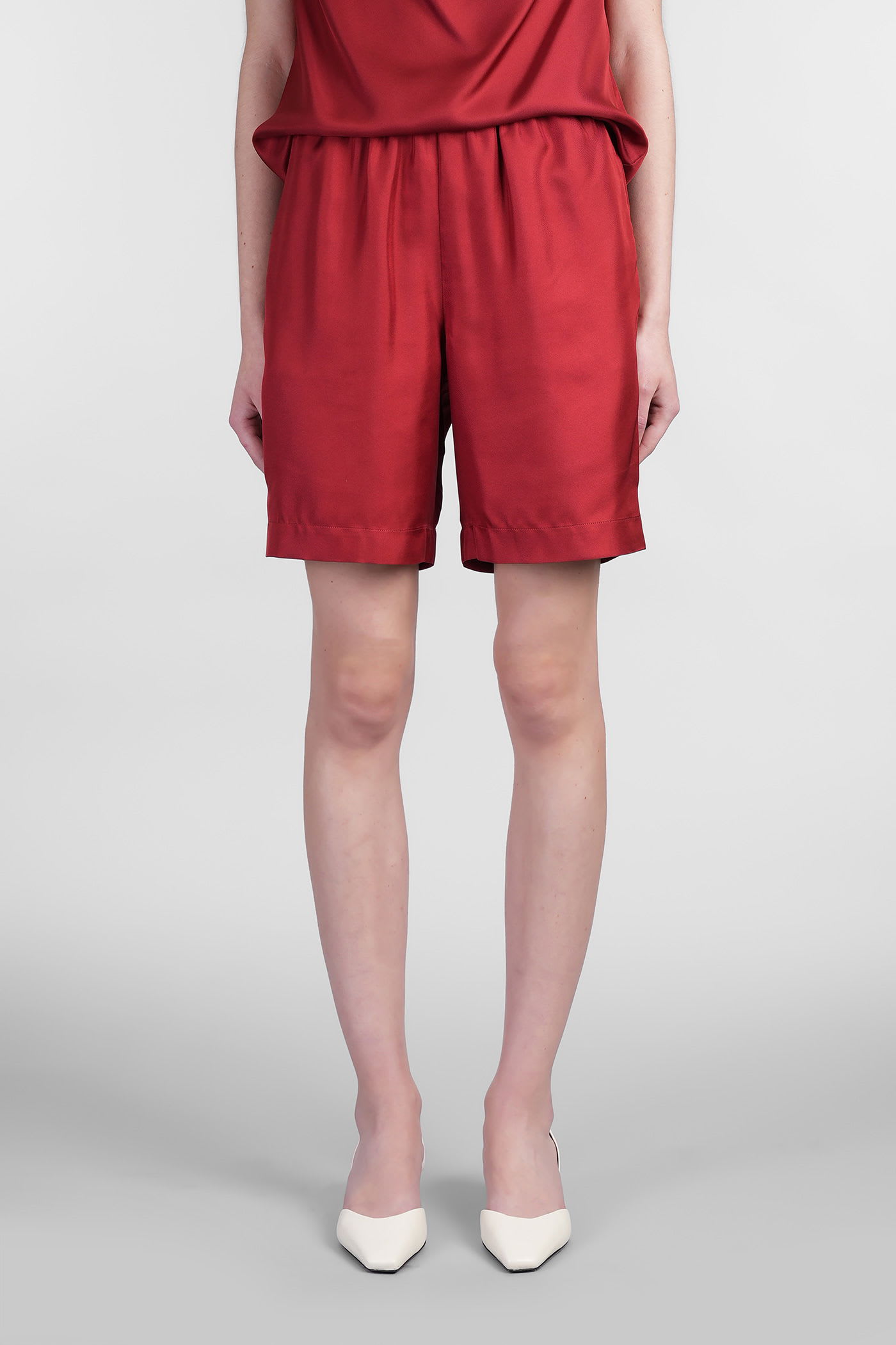 Loulou Studio Zinia Shorts In Red Silk