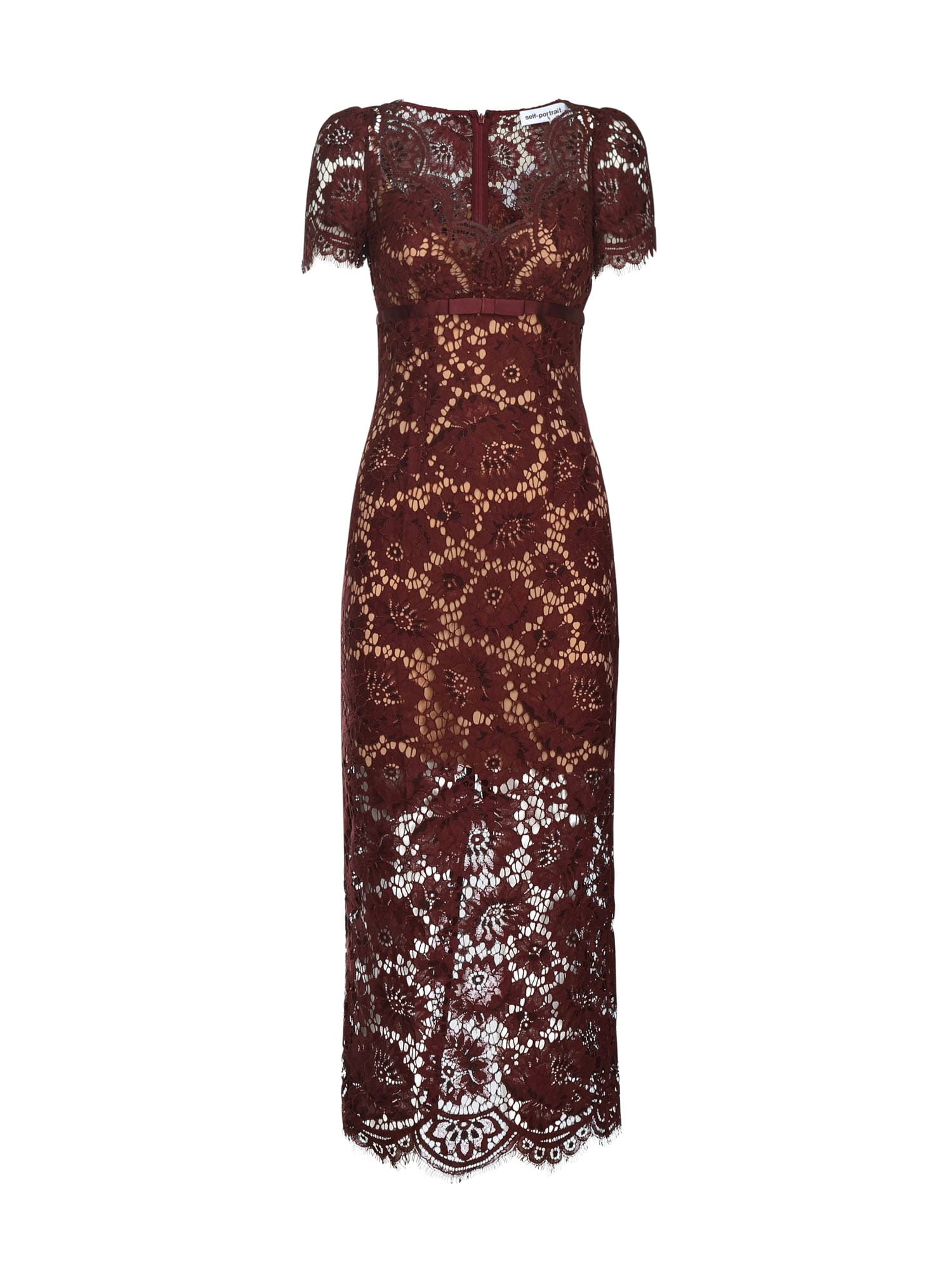 Self-portrait Self Portrait Burgundy Floral Lace Midi Dress In Red