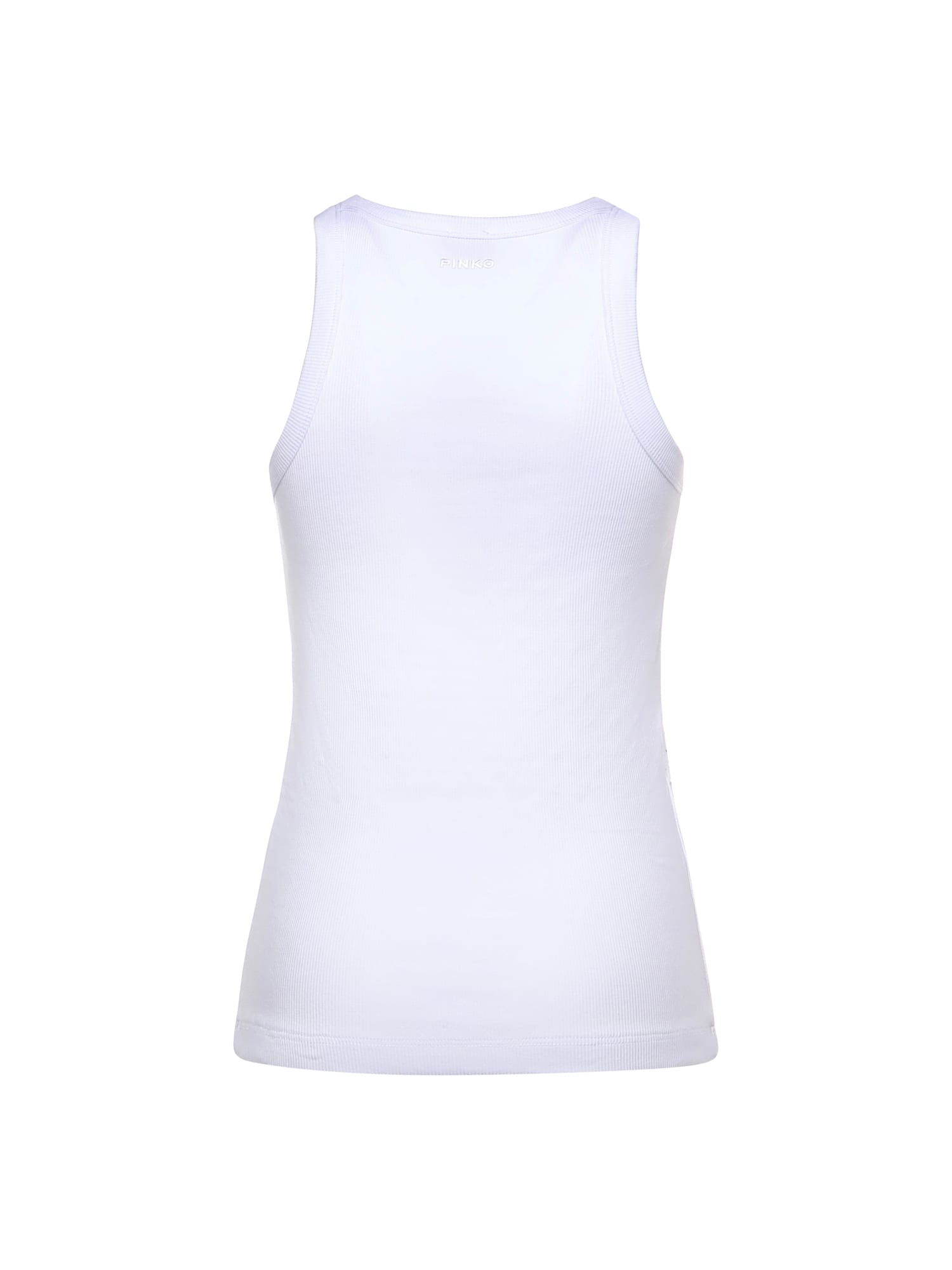 Pinko Tank Top With Rhinestones And Studs In White
