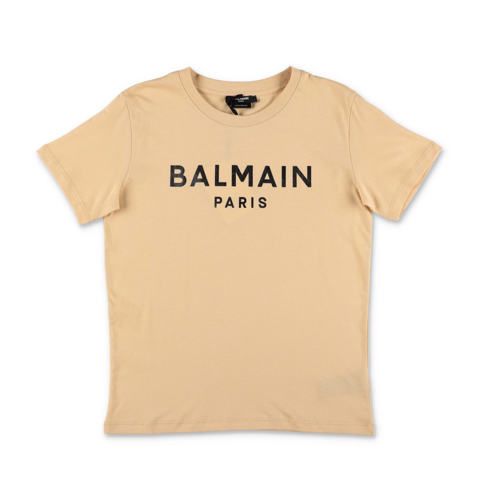 BALMAIN BALMAIN T-SHIRT BEIGE IN JERSEY DI COTONE BAMBINO