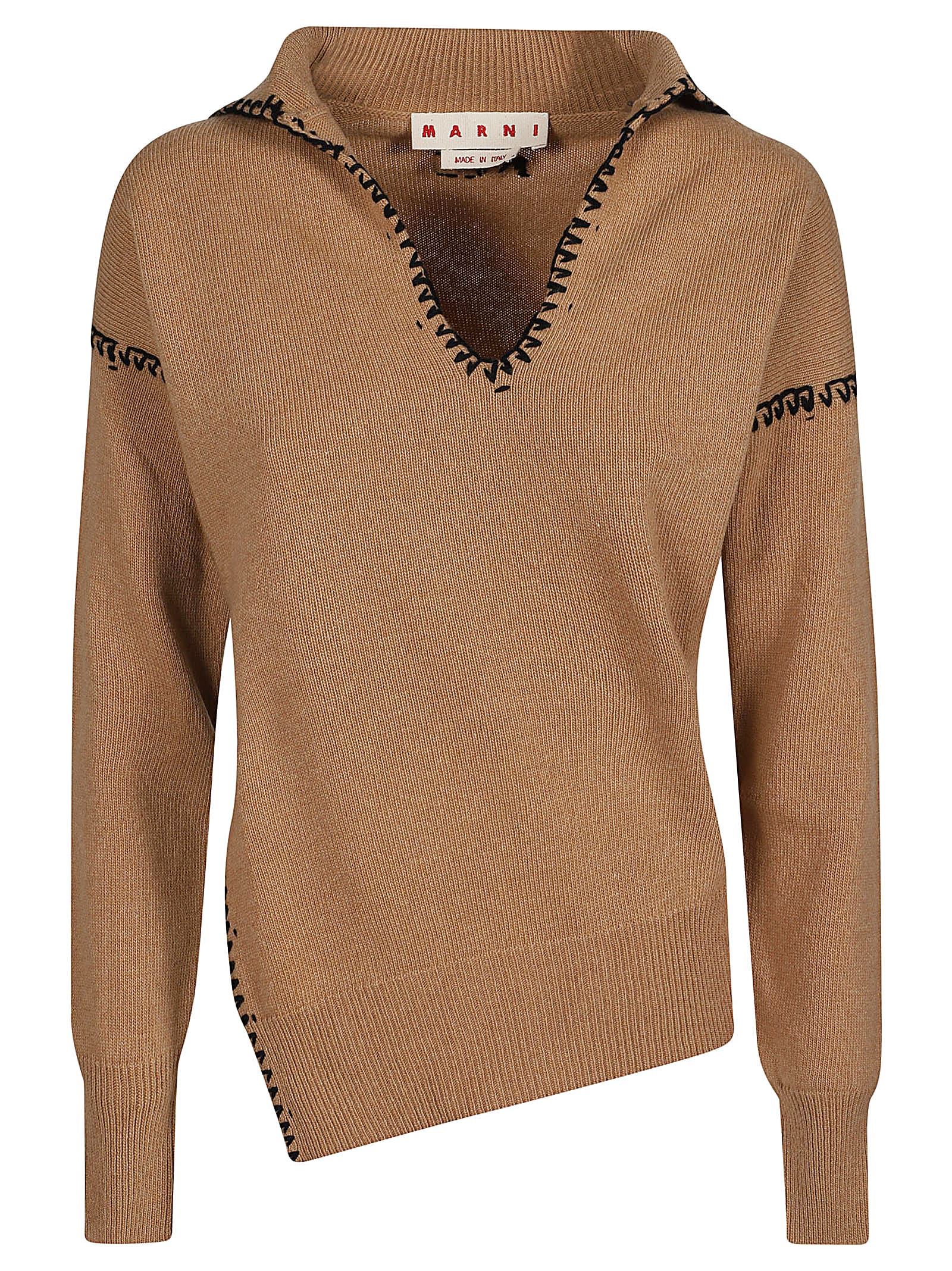 Shop Marni V Neck Sweater In Earth Of Siena