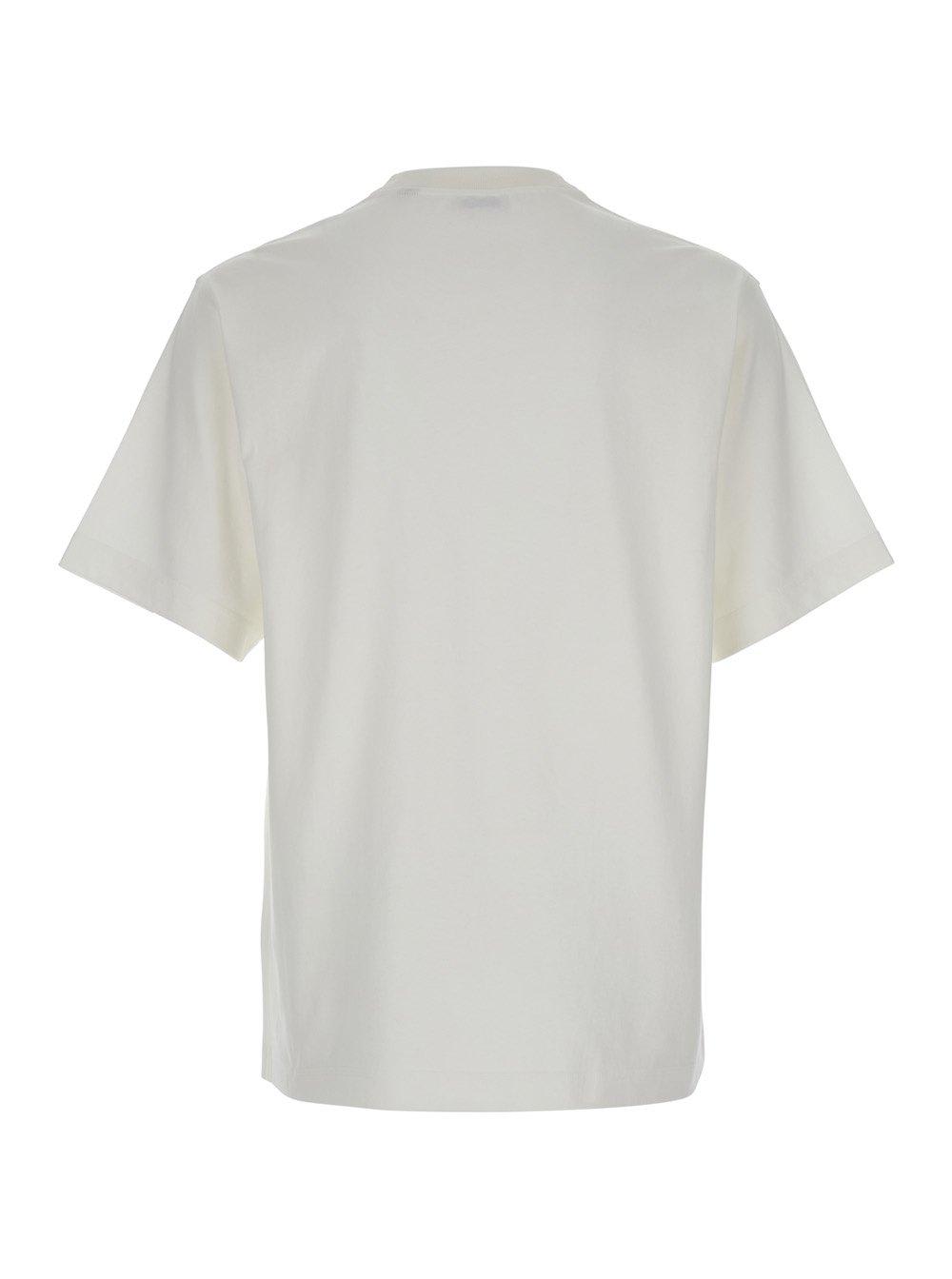 Burberry White T-shirt With Equestrian Knight Logo Print On The Front In Cotton Man In Chalk