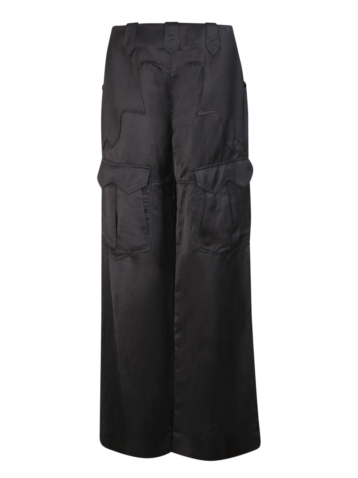 Shop Tom Ford Black Satin Cargo Trousers