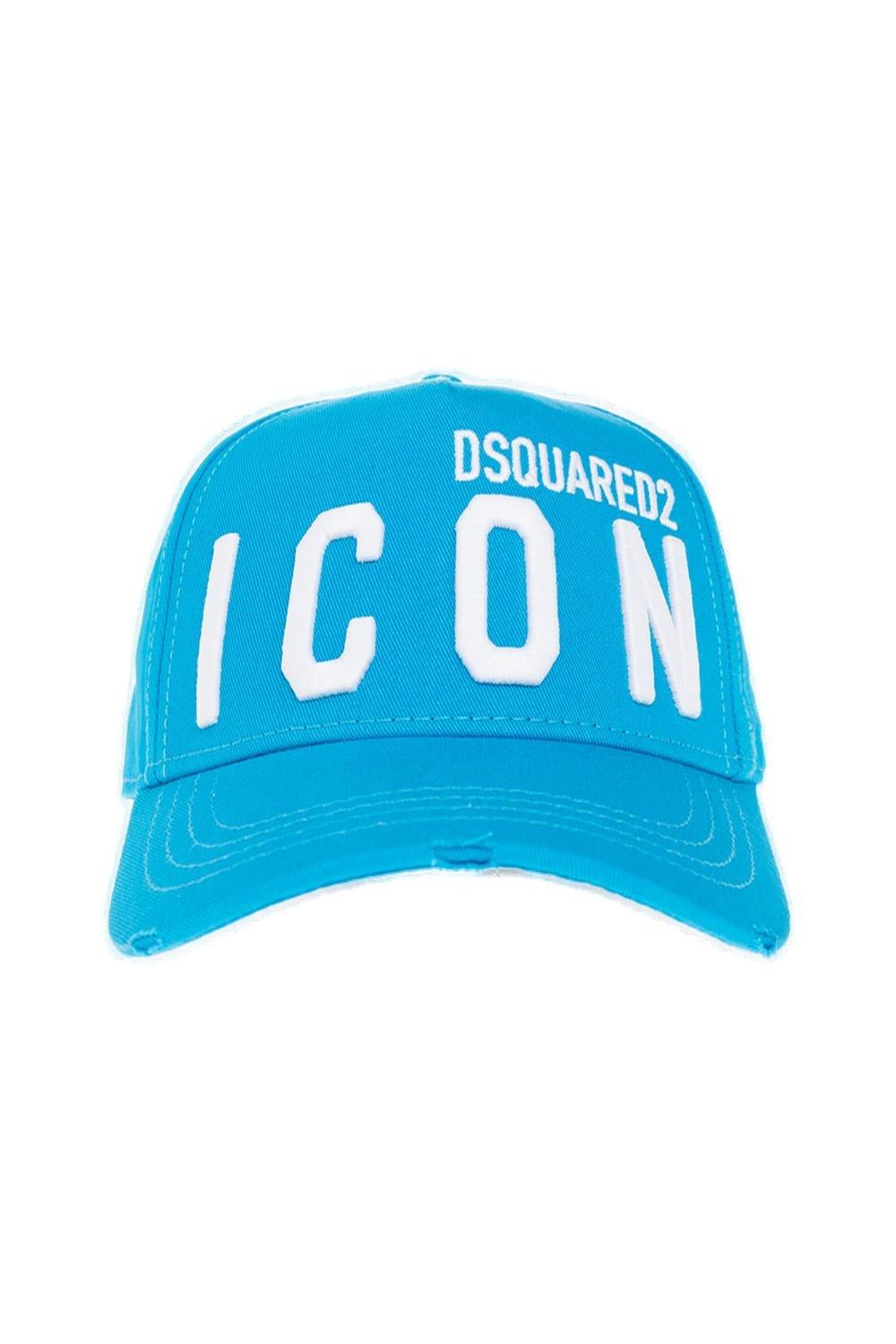 DSQUARED2 ICON LOGO EMBROIDERED DISTRESSED BASEBALL CAP