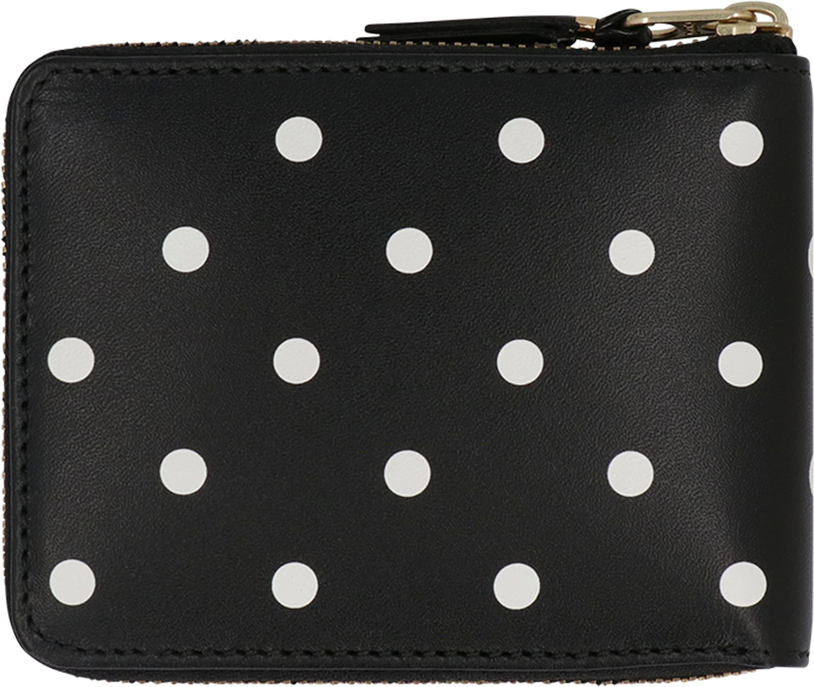 Comme Des Garçons Polka Dot Zip-around Wallet In Black