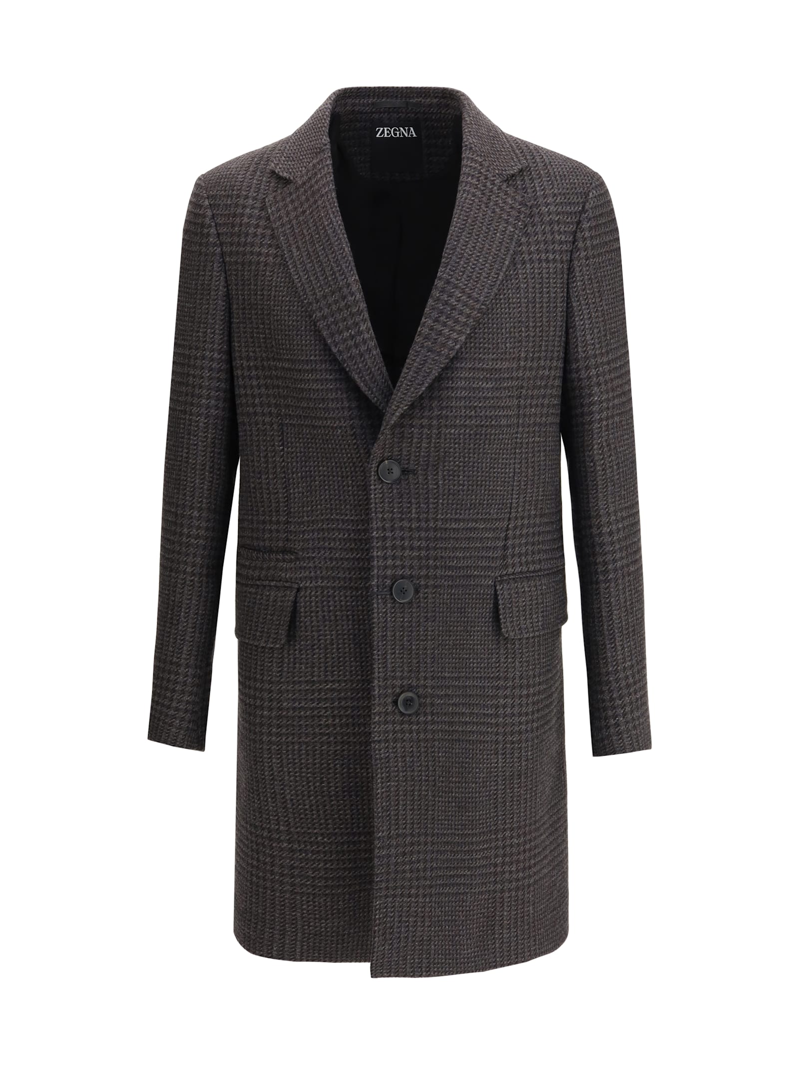 Zegna Brown Wool Coat In Gray