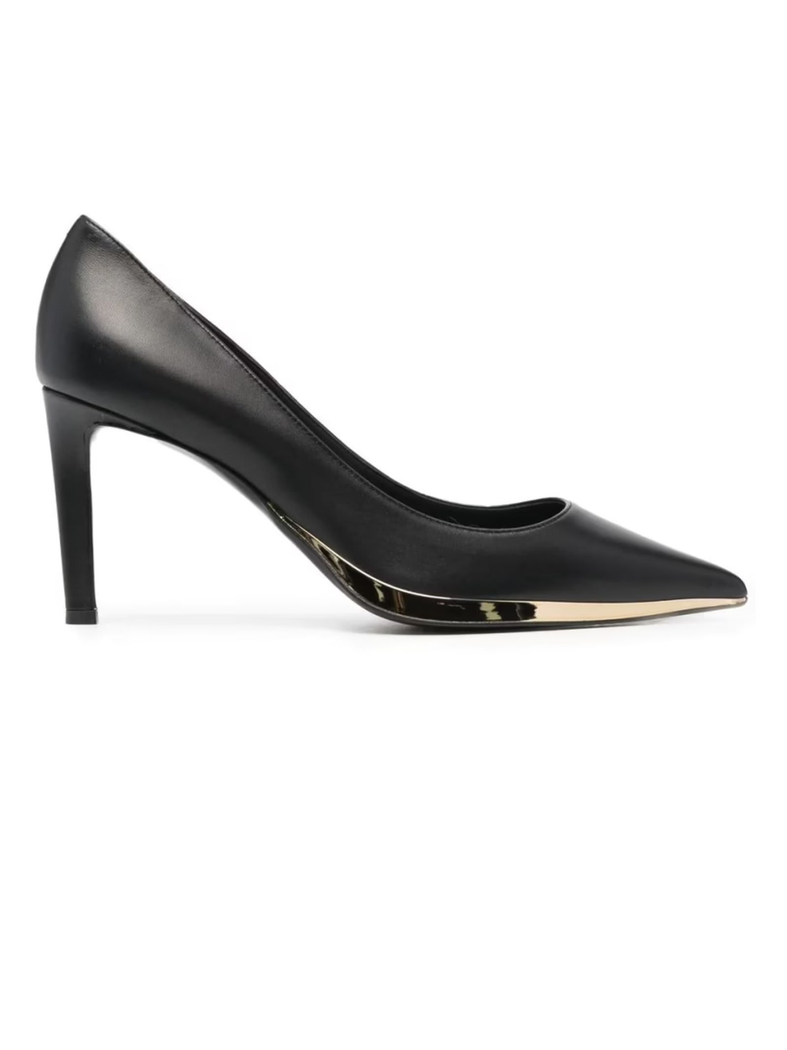 Black Leather Virgyn Pumps