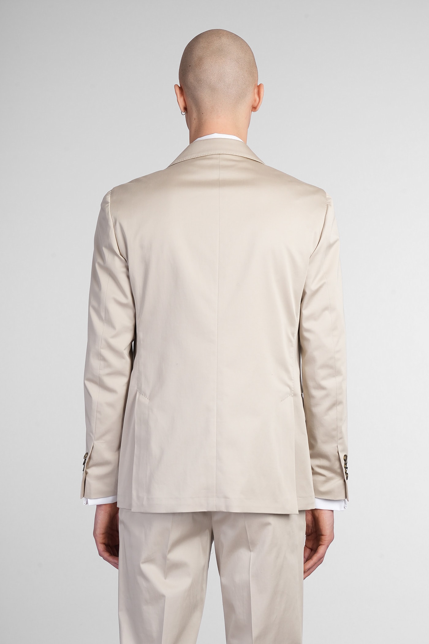 Lardini White Wool Knit Single-breasted Blazer In Beige