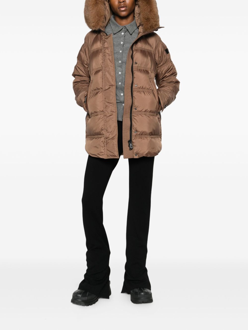 Peuterey Takan Midi Down Jacket In Brown