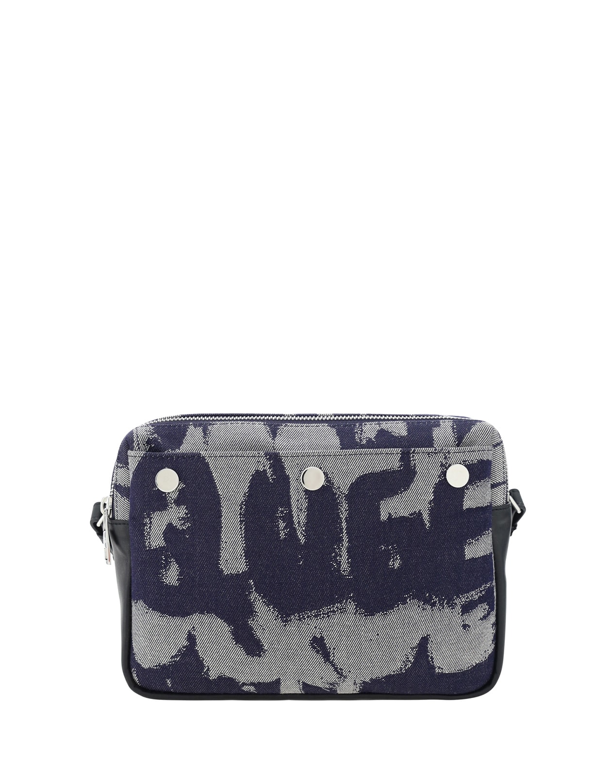 ALEXANDER MCQUEEN INDIGO GRAFFITI MCQUEEN DENIM SHOULDER BAG 