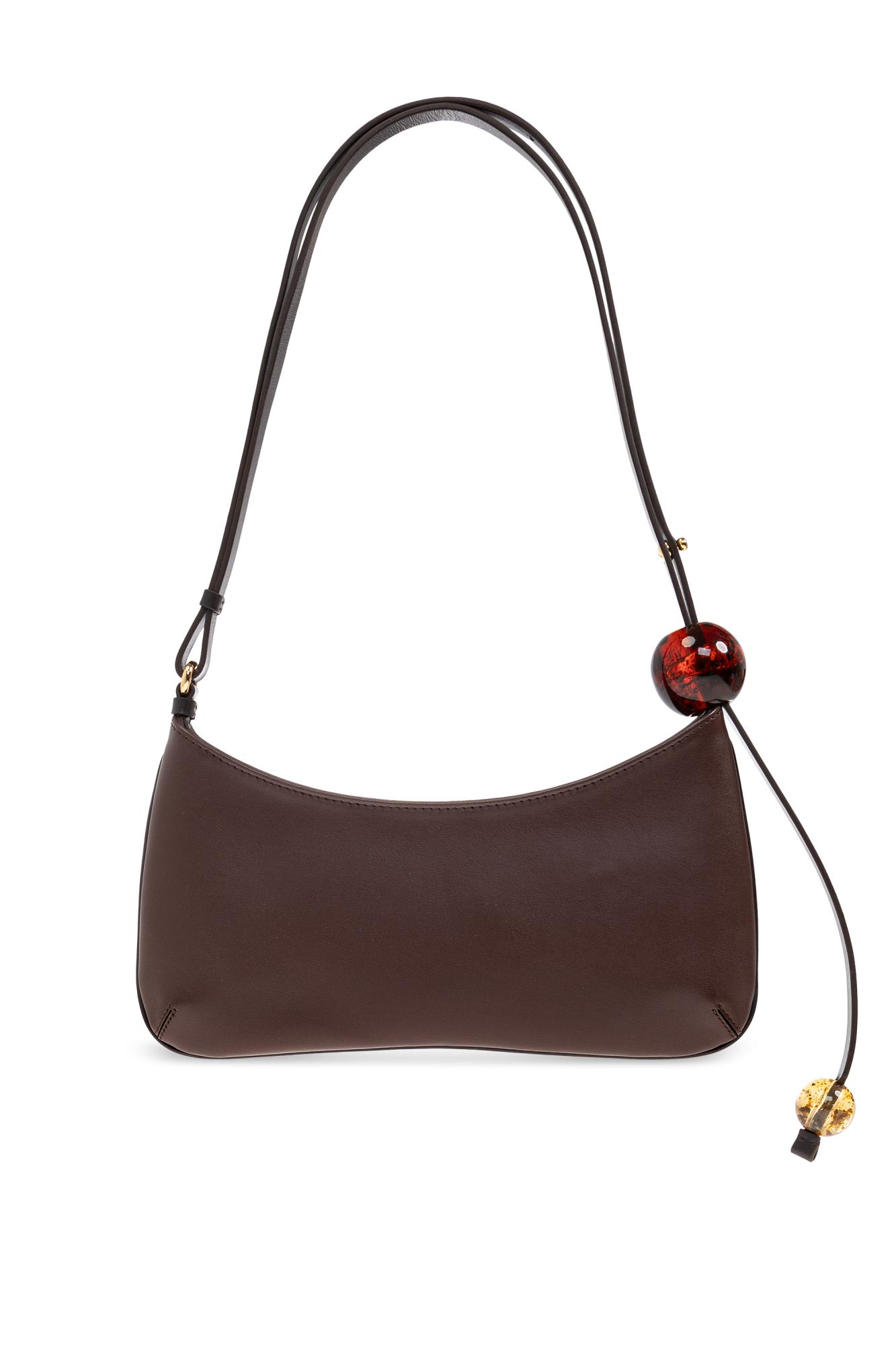 Jacquemus Womens Le Bisou Perle Leather Shoulder Bag Medium Brown In Brown