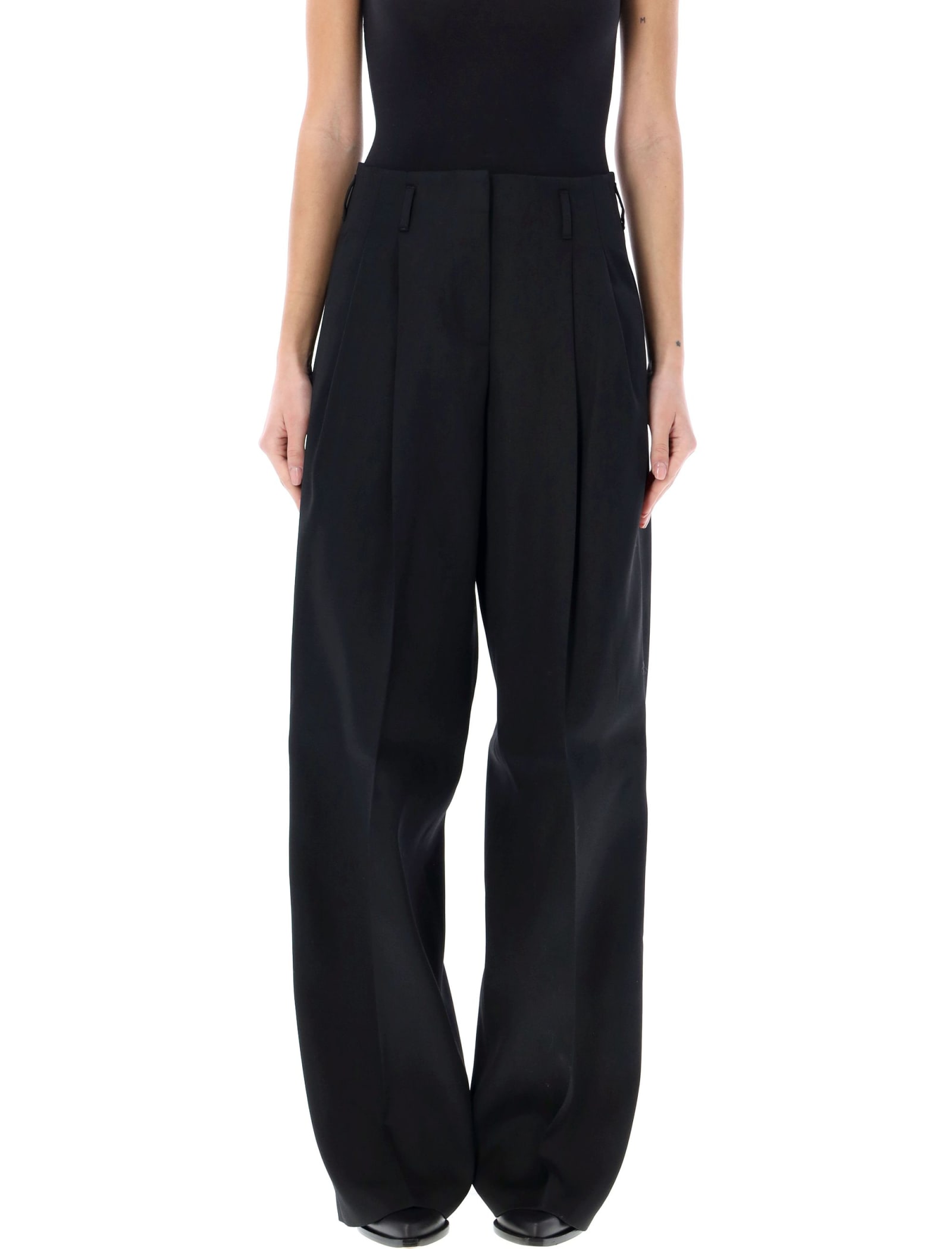 Shop Golden Goose Flavia Wide Leg Pants In Black