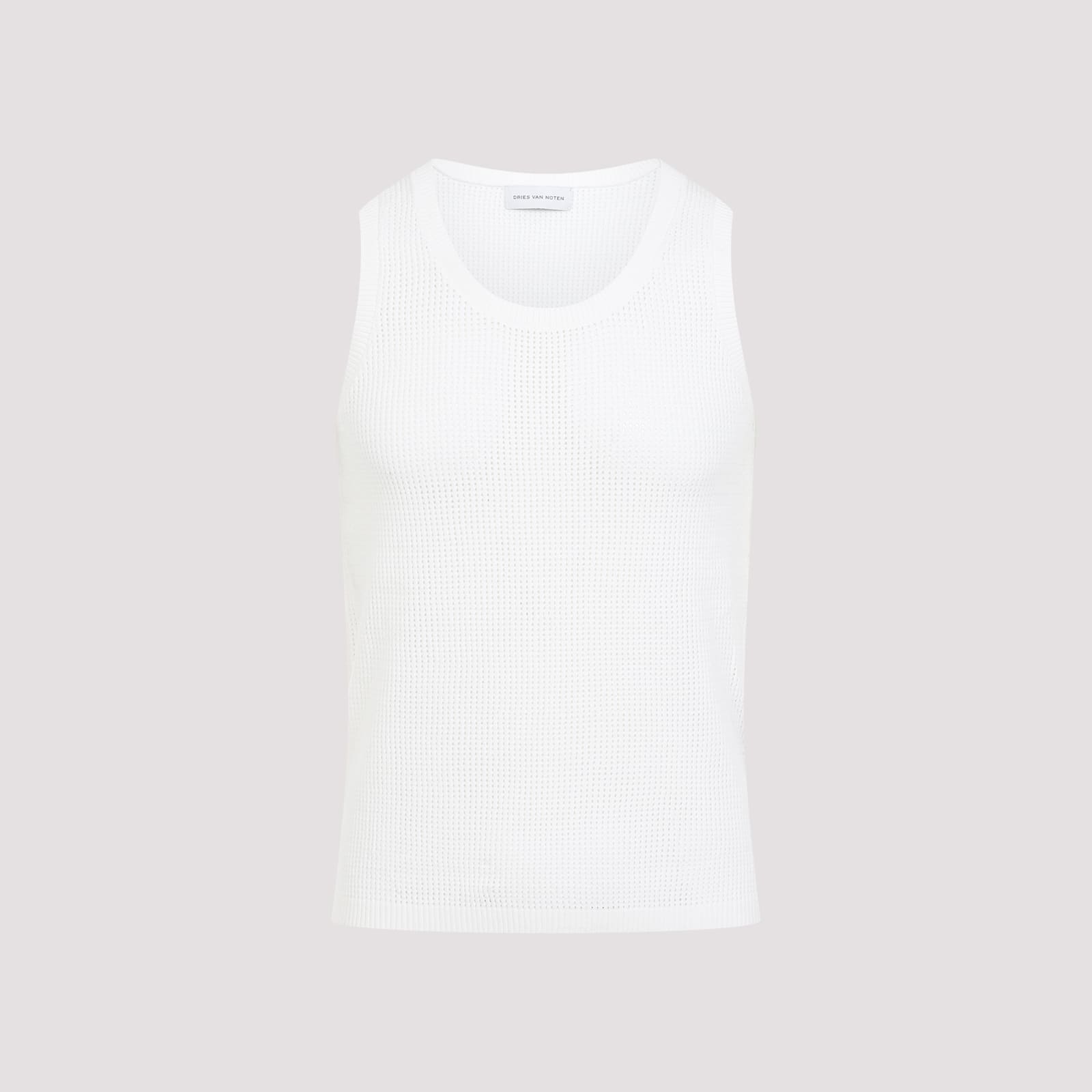 Dries Van Noten White Ribbed Tank Top In White