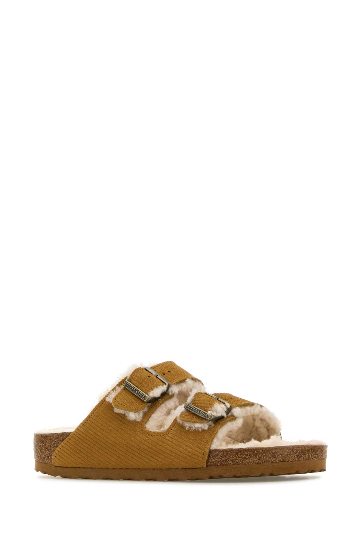 Birkenstock Mustard Suede Arizona Slippers In Corkbrown