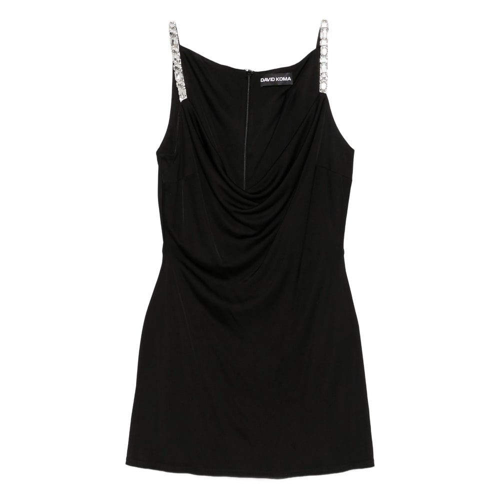 David Koma Crystal-embellished Cowl-neck Dress In Multi