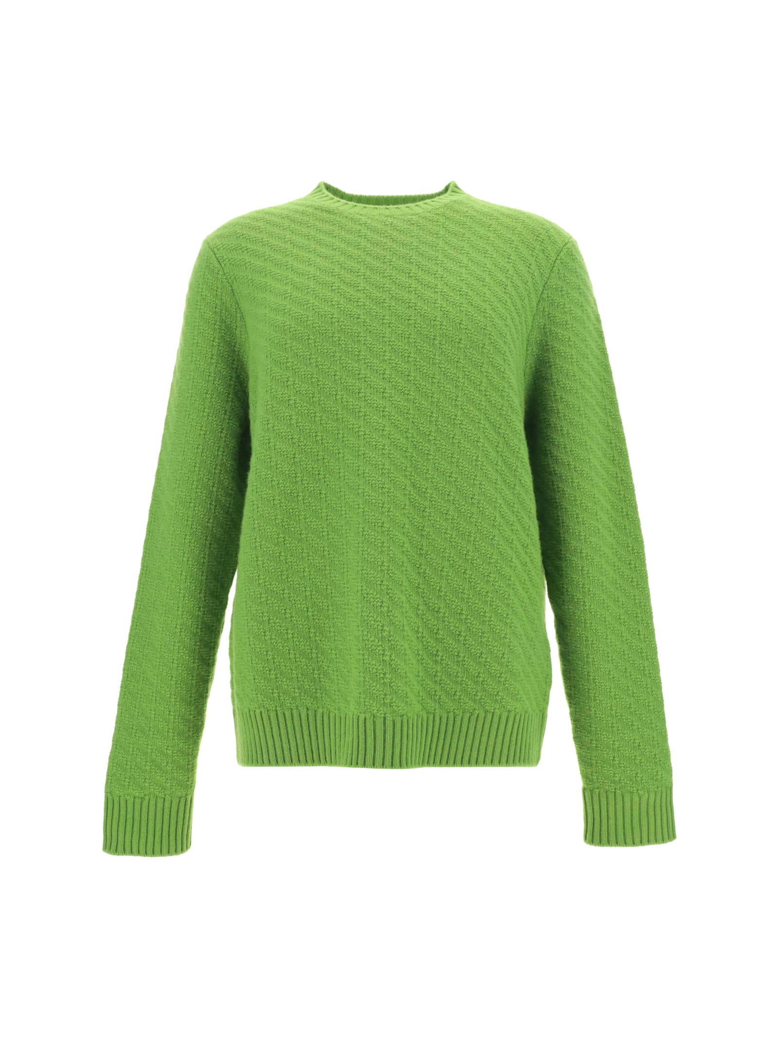 Prada Ribbed Knit Crewneck Sweater In Edera