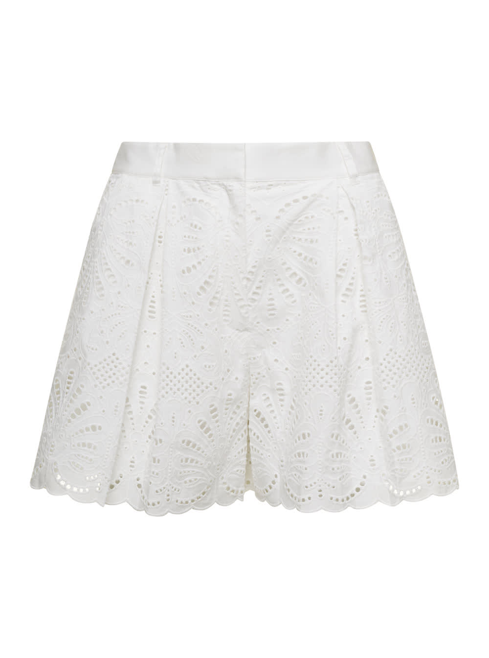 Shop Self-portrait Sangallo Shorts In White