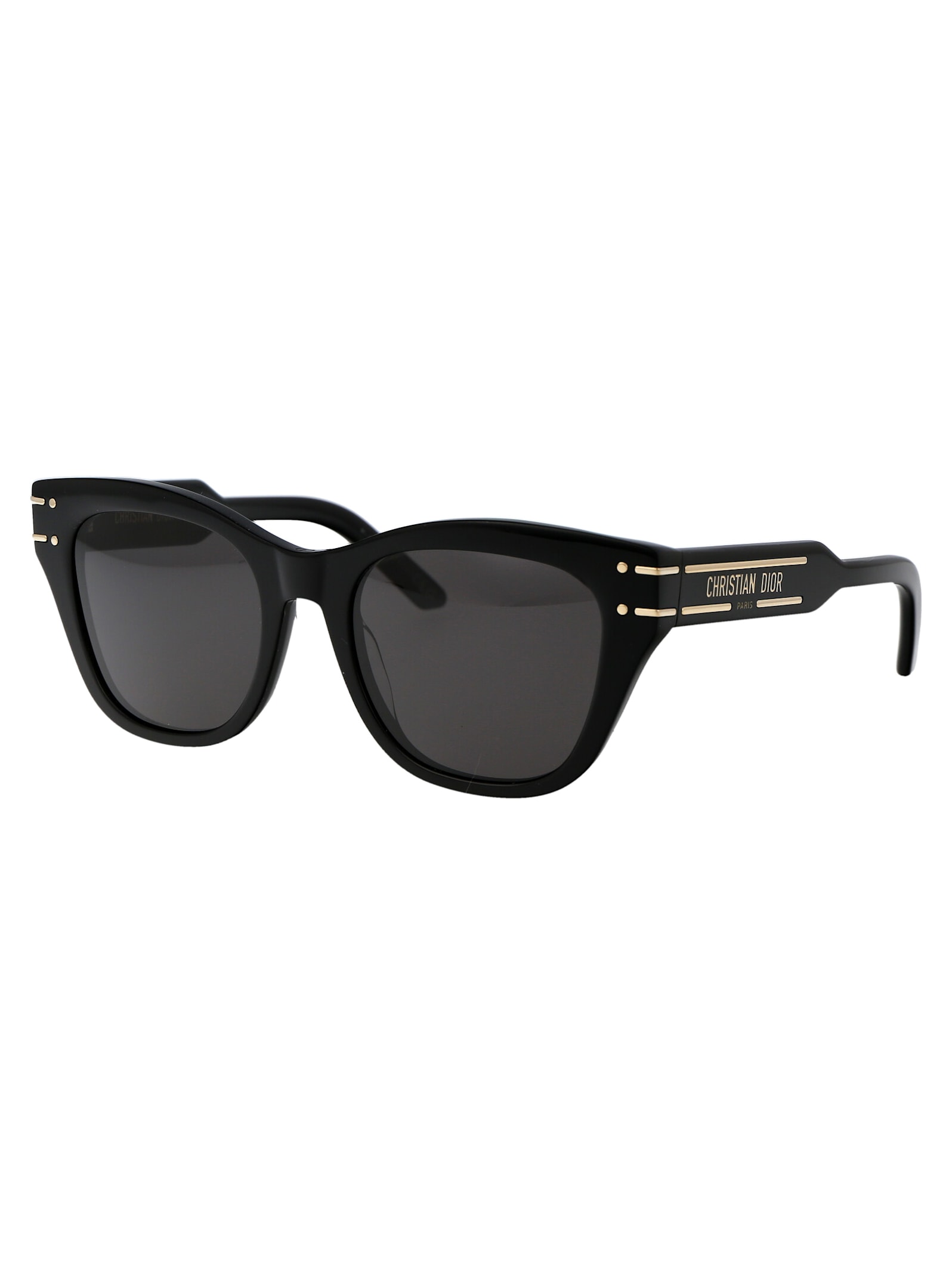 Shop Dior Signature B4i Sunglasses In 10a0 Shiny Black / Smoke