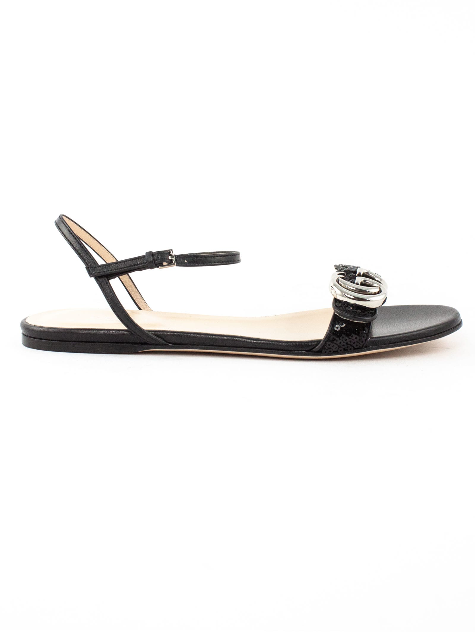 Buy Gucci Black Leather Sandal online, shop Gucci shoes with free shipping