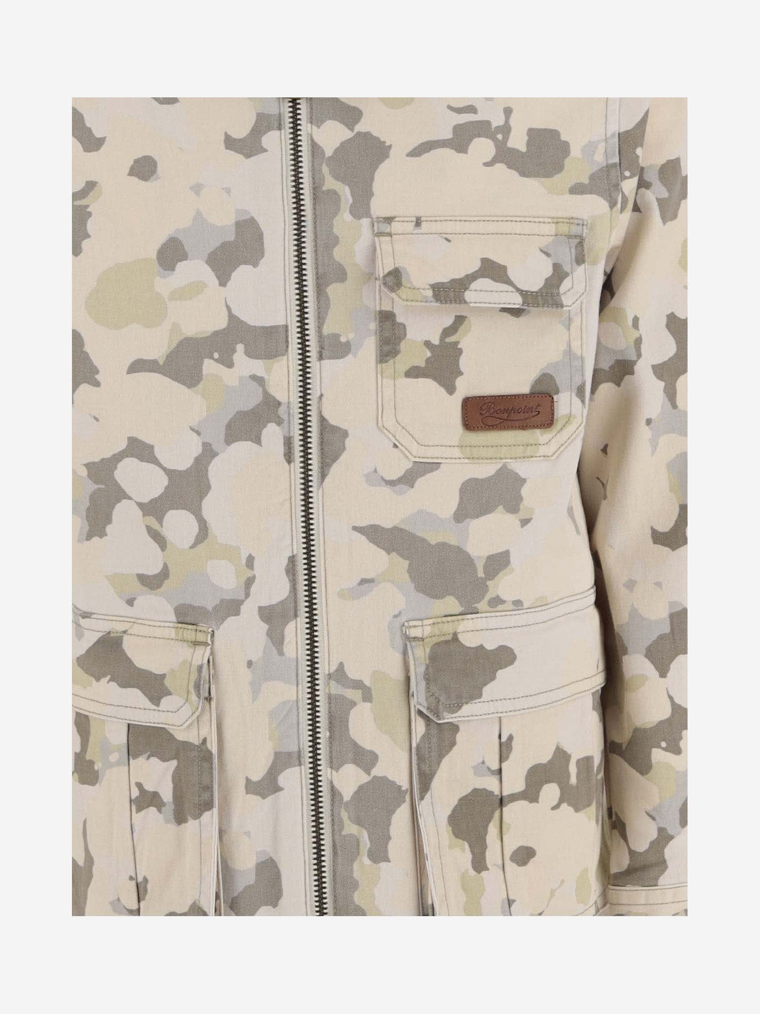 Shop Bonpoint Stretch Cotton Jacket With Camo Pattern