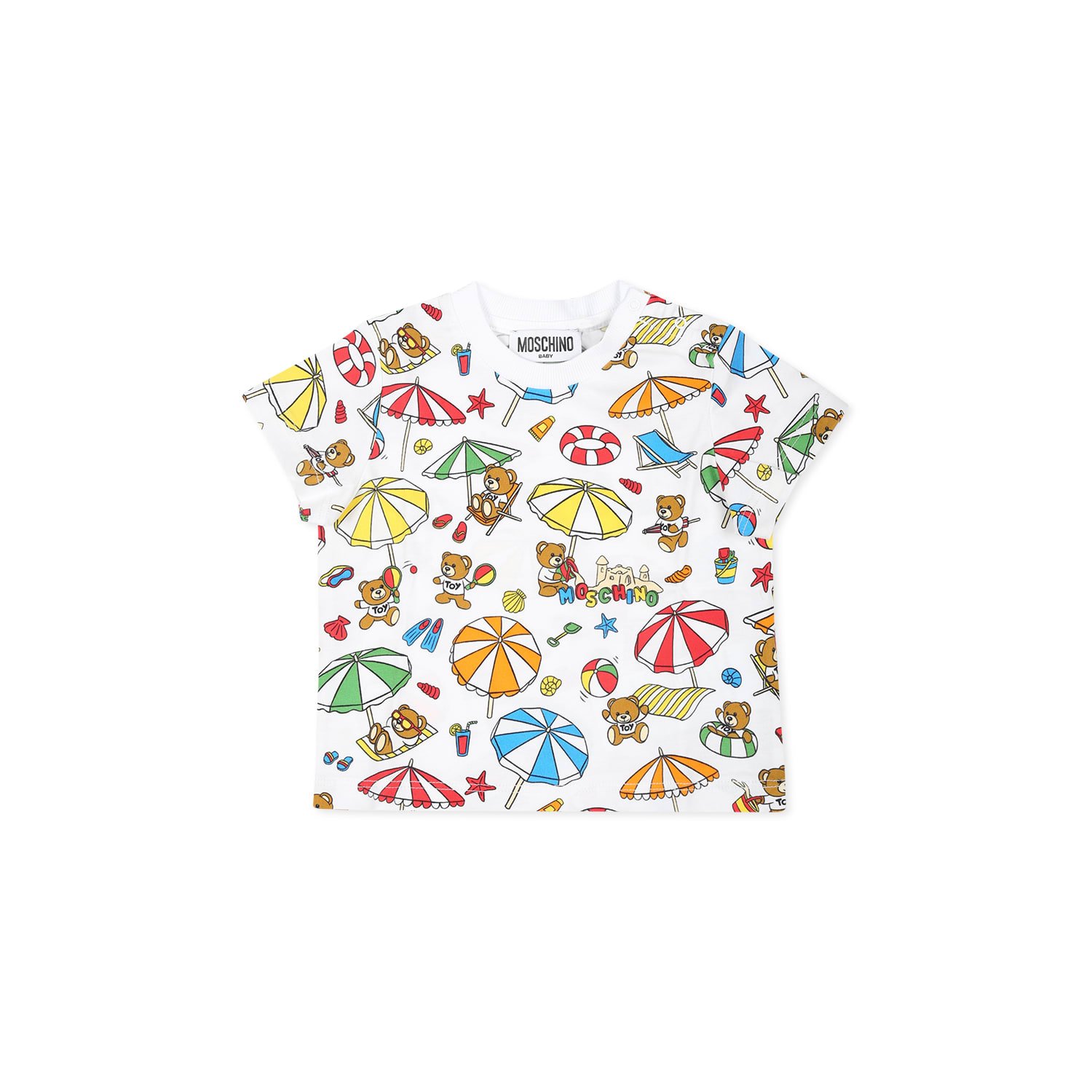 Moschino White T-shirt For Baby Boy With Teddy Bear In White