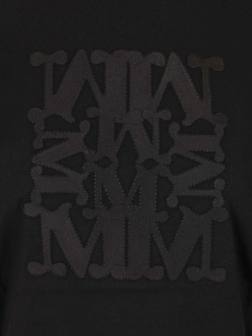 Max Mara Embellished Round Neck Top With Graphic Detail In Black