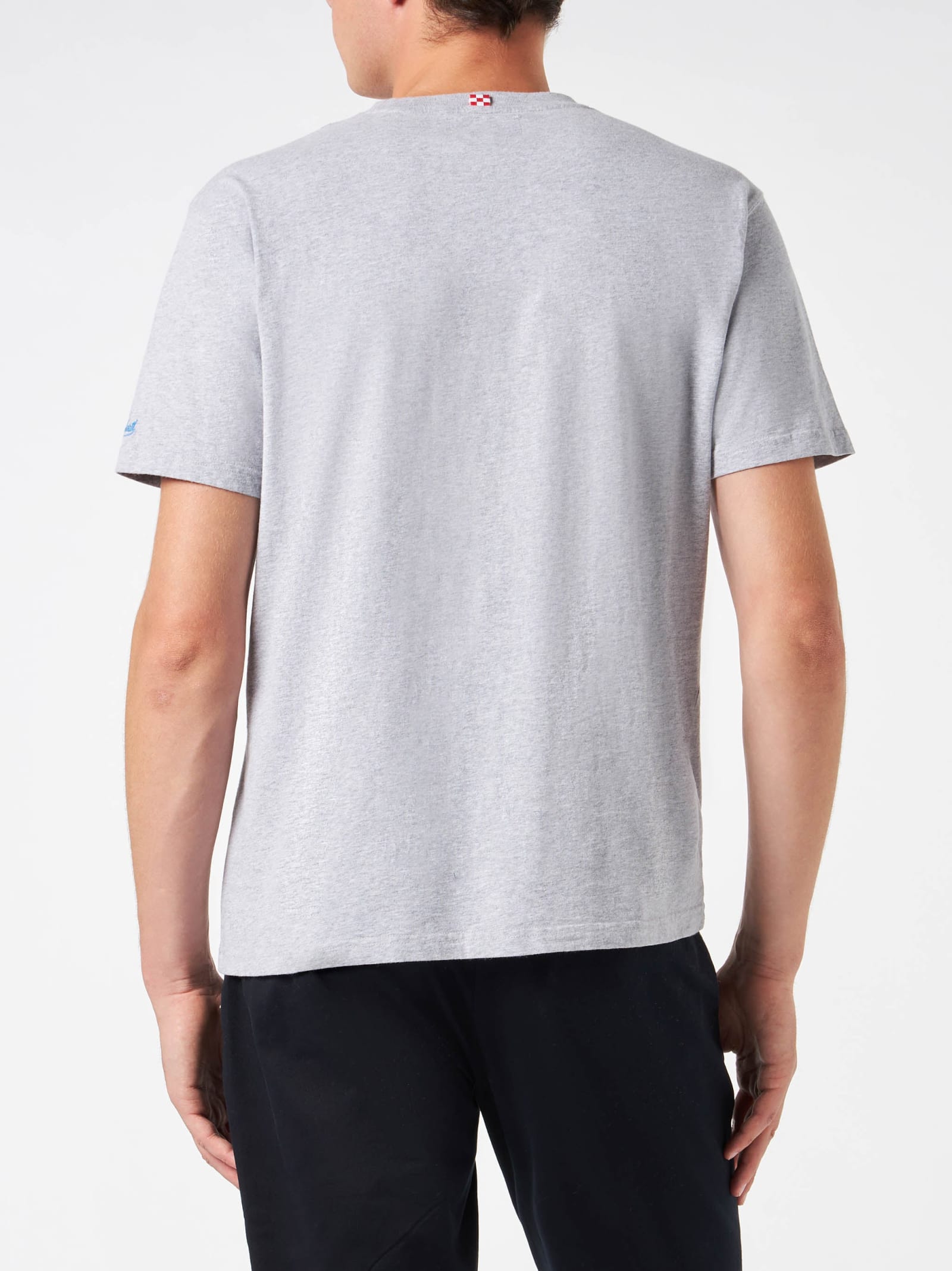 Shop Mc2 Saint Barth Man Heavy Cotton T-shirt With Sex Machine Embroidery In Grey