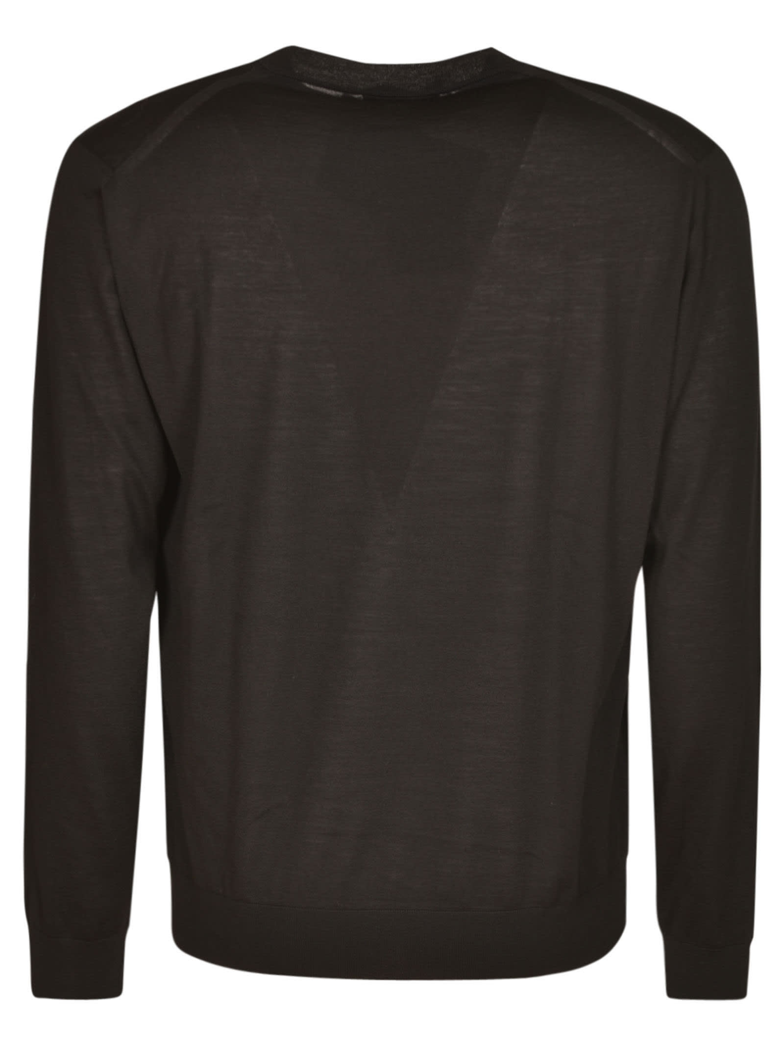 Shop Prada Rib Trim Plain Sweater In Black