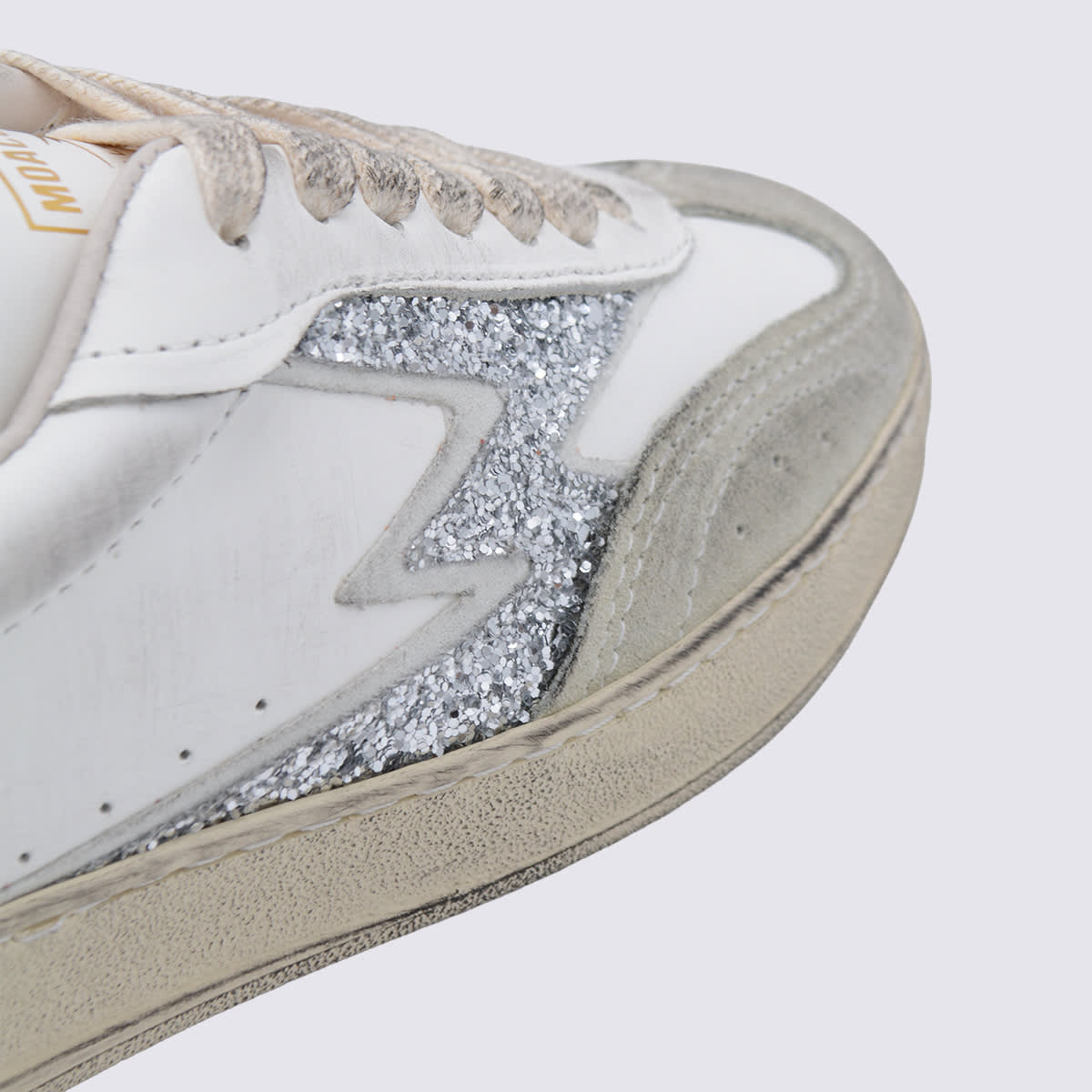 Moa Master Of Arts Silver And White Leather Sneakers In Multi