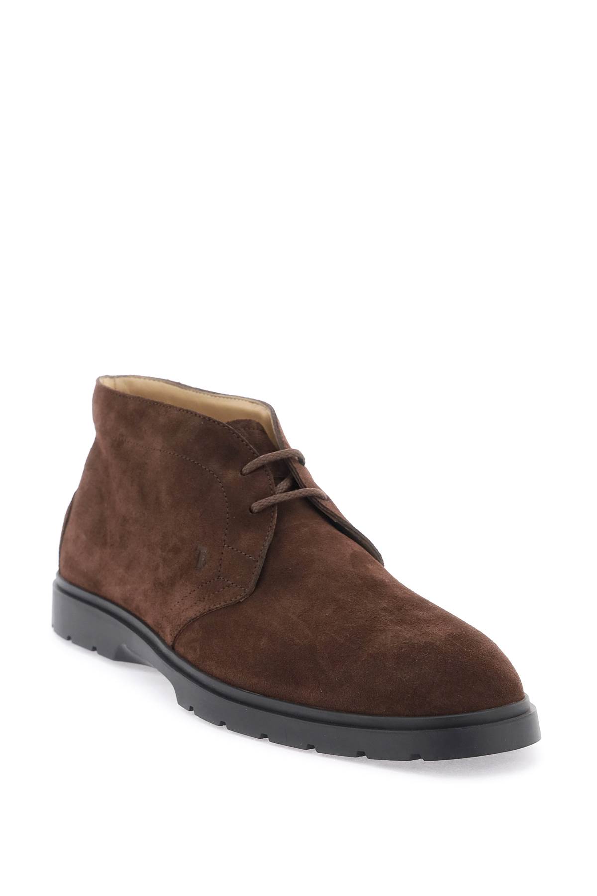 Tod's Brown Suede Desert Boots With Lace-up Closure And Gommini Sole In Brown