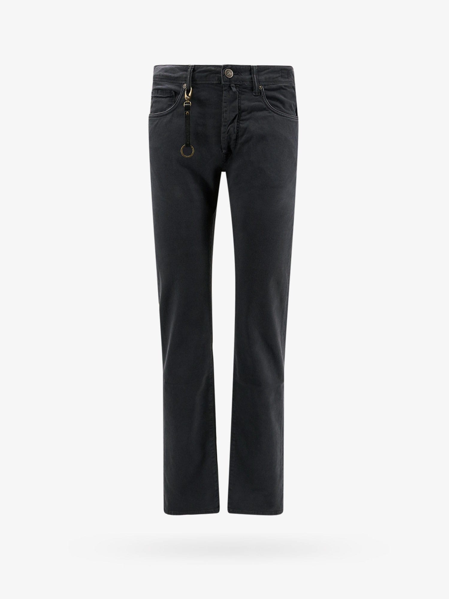 Incotex Stretch Cotton Trouser With Back Suede Logo Patch In Blue