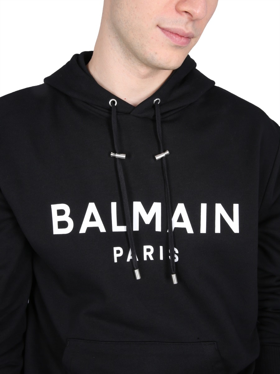 Shop Balmain Hoodie In Black