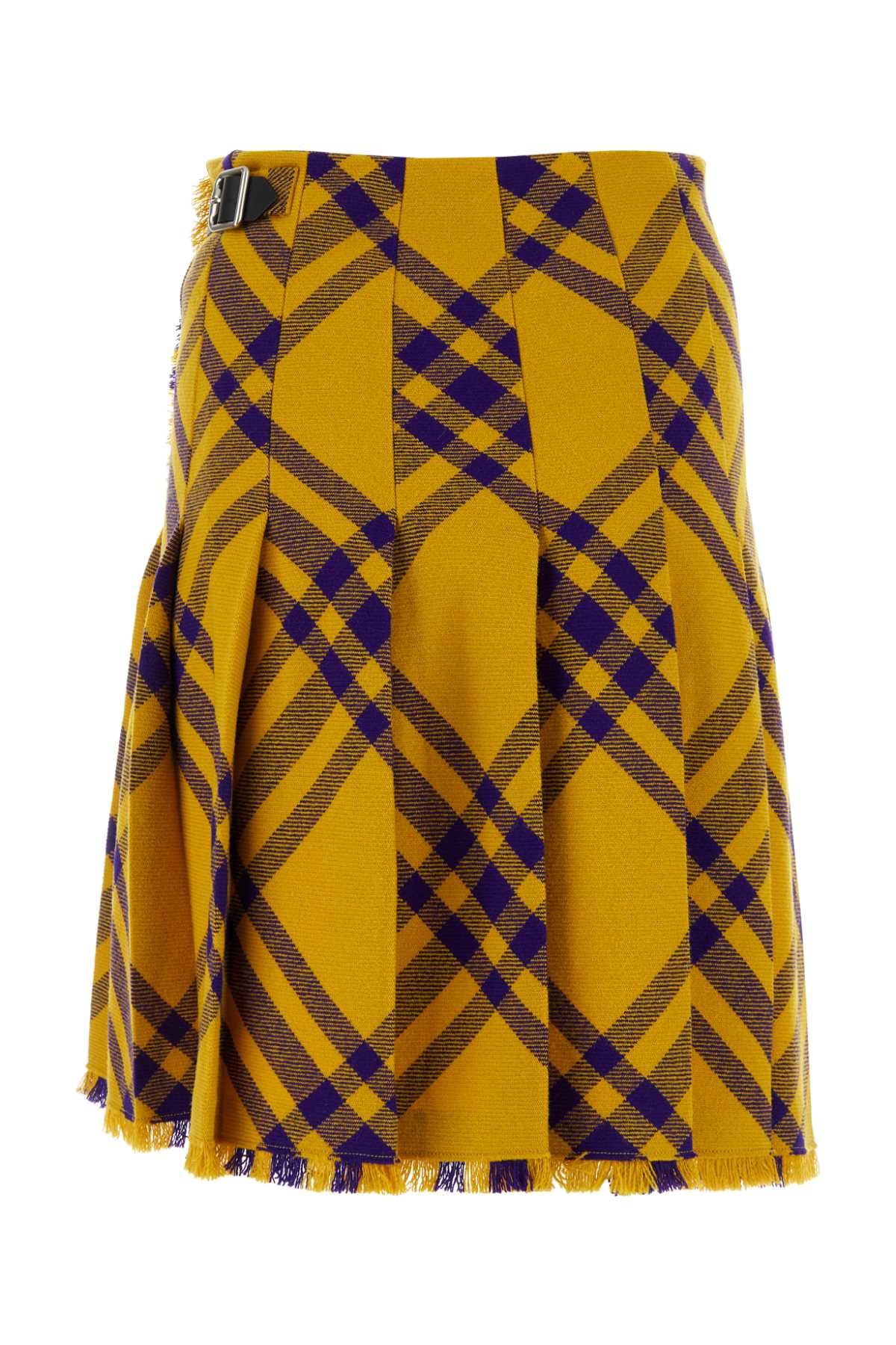 Shop Burberry Embroidered Wool Skirt In Pearipcheck