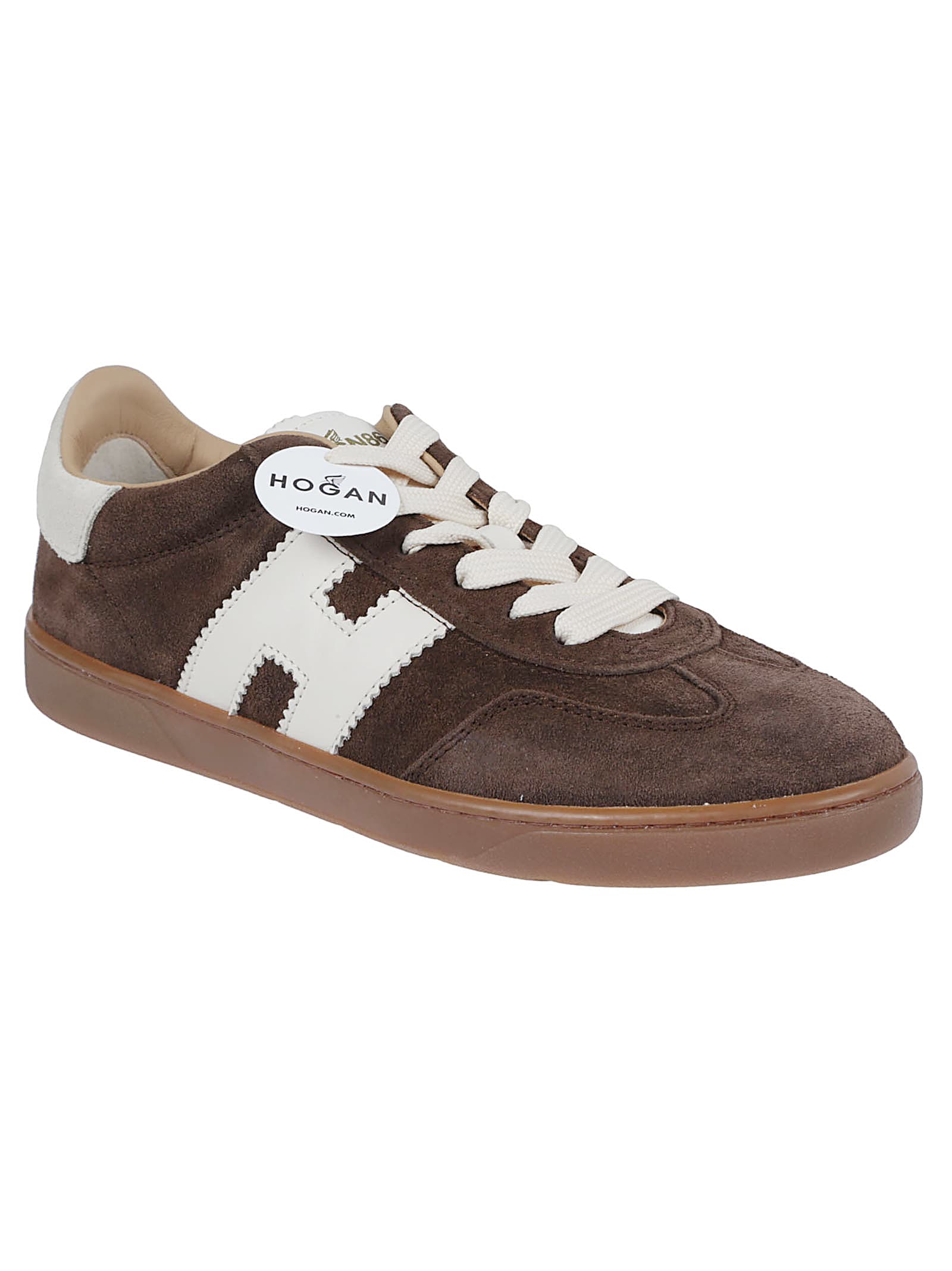 Hogan Low-top Suede Sneakers With Contrasting Stripe In Brown