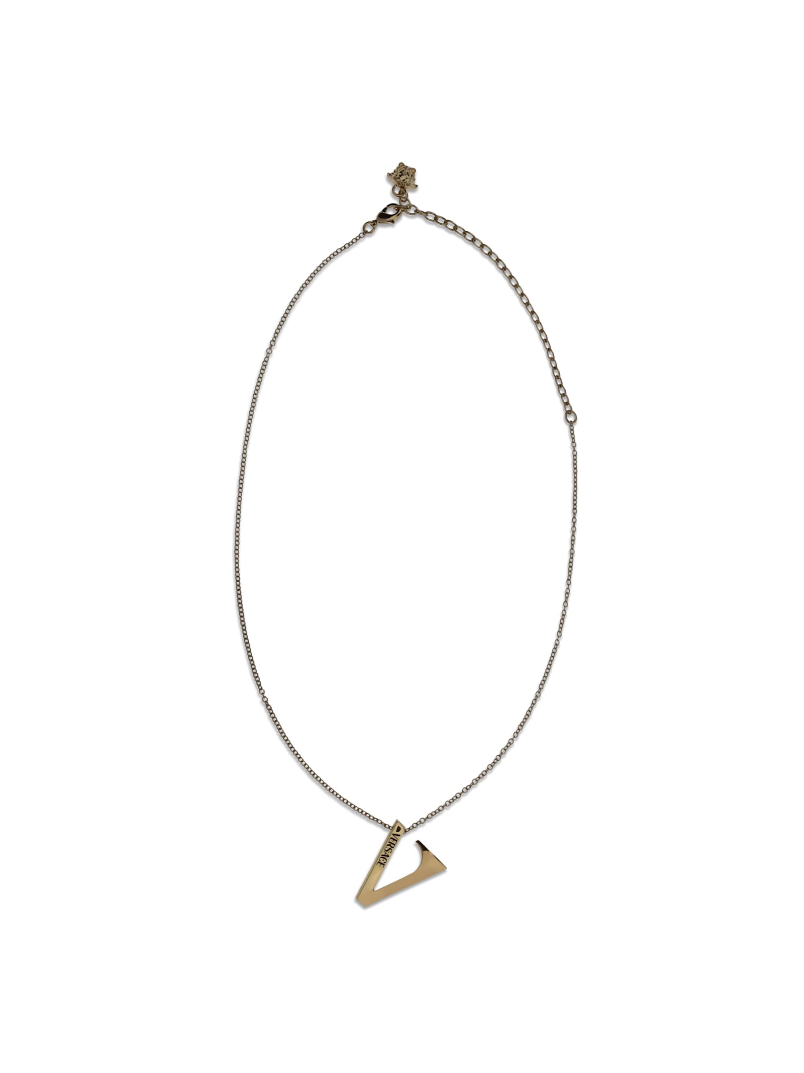 Versace V Chain Necklace In Gold