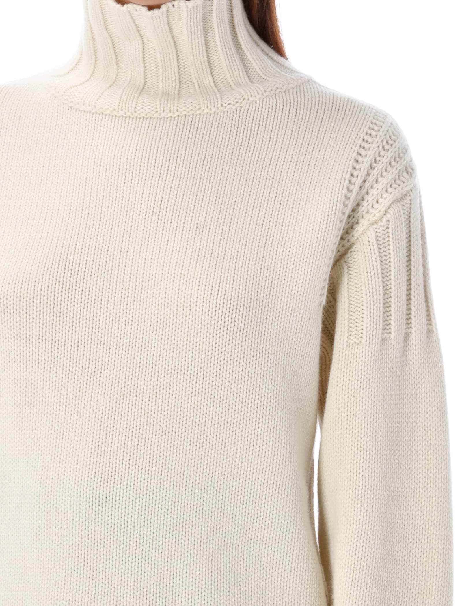 Shop Jil Sander High Neck Cashmere In Natural