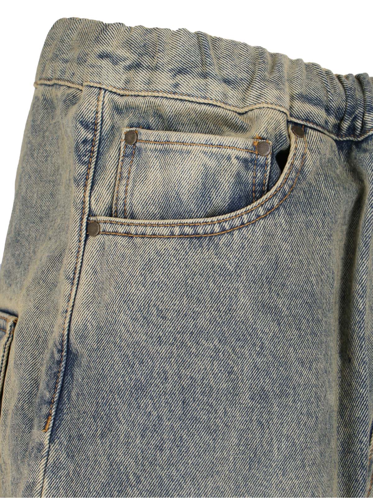 Entire Studios Wide-leg Denim Shorts With Drawstring Closure In Multi