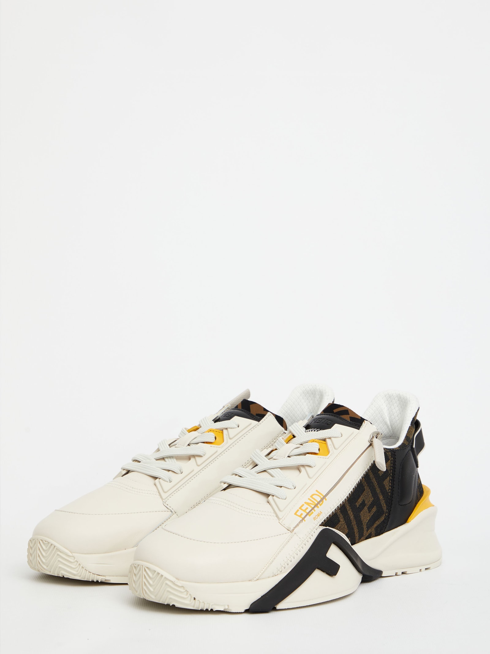 Fendi Flow Sneaker With Distinctive Monogram Accents In White