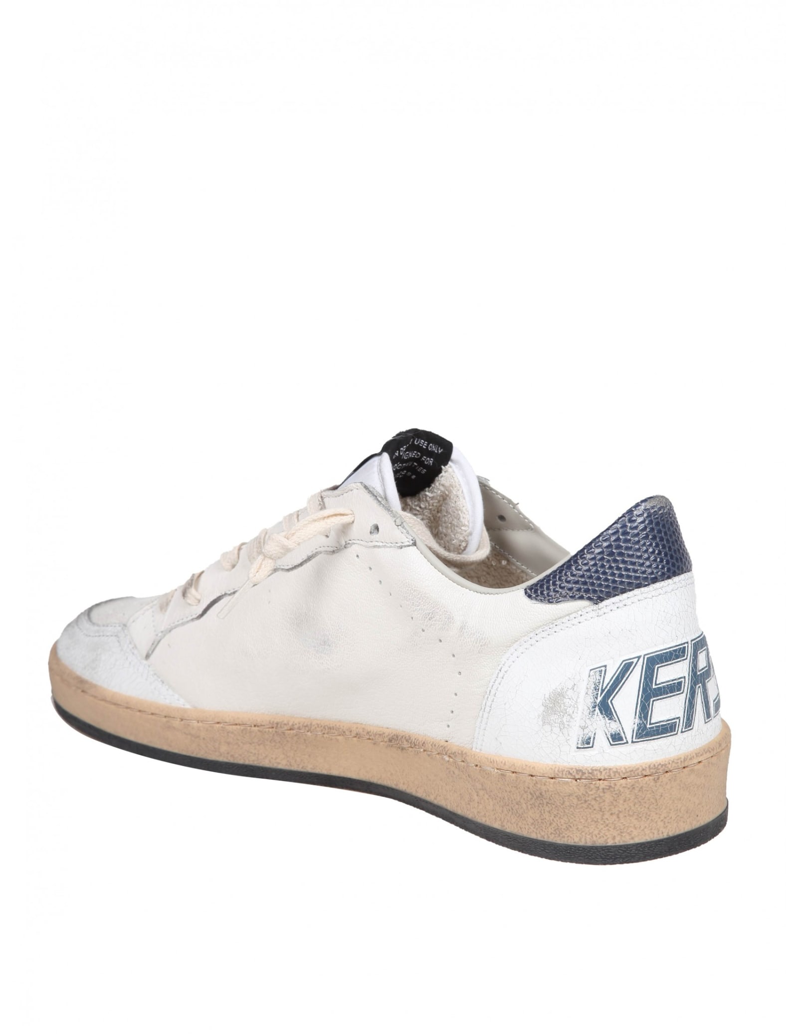 Shop Golden Goose Ball Star In Nappa With Lizard Print Star In White/blue