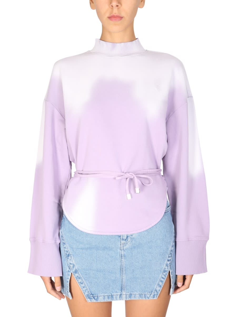 Shop Attico Lace-up Sweatshirt In Lilac
