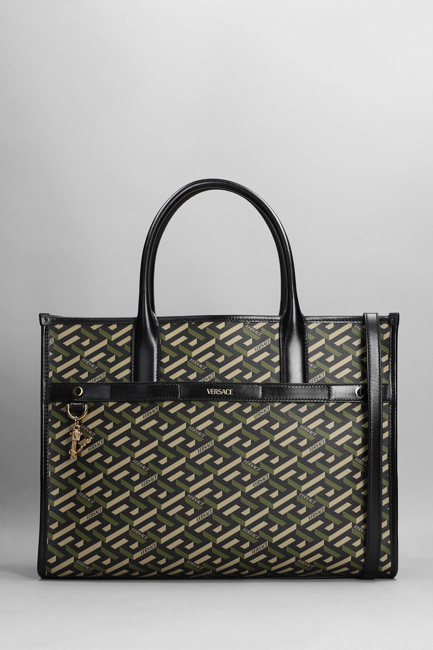 Versace Tote In Black Leather