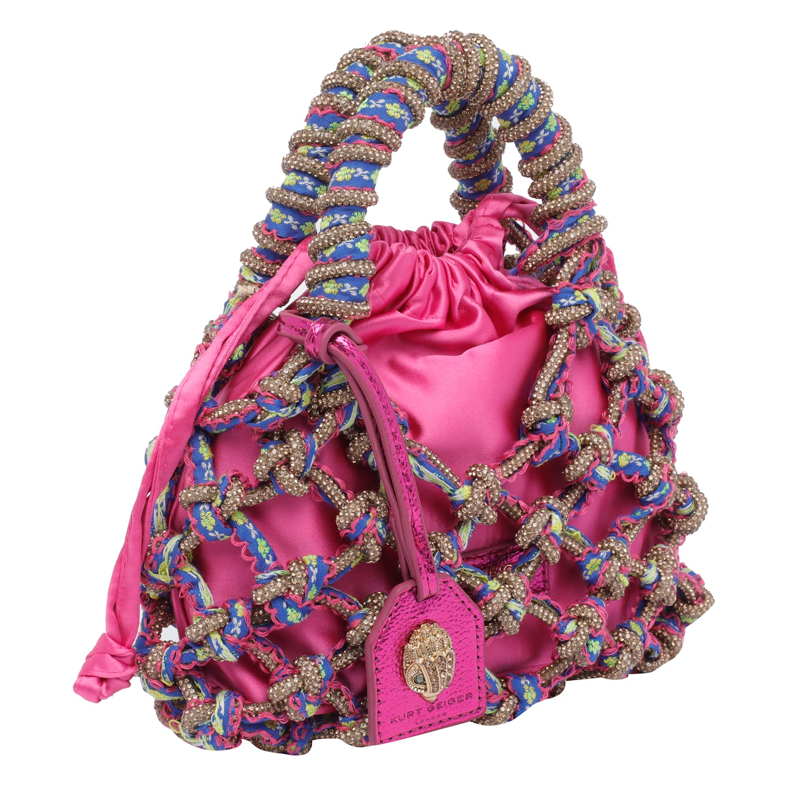 Kurt Geiger Small Macrame Crystal Handbag In Red