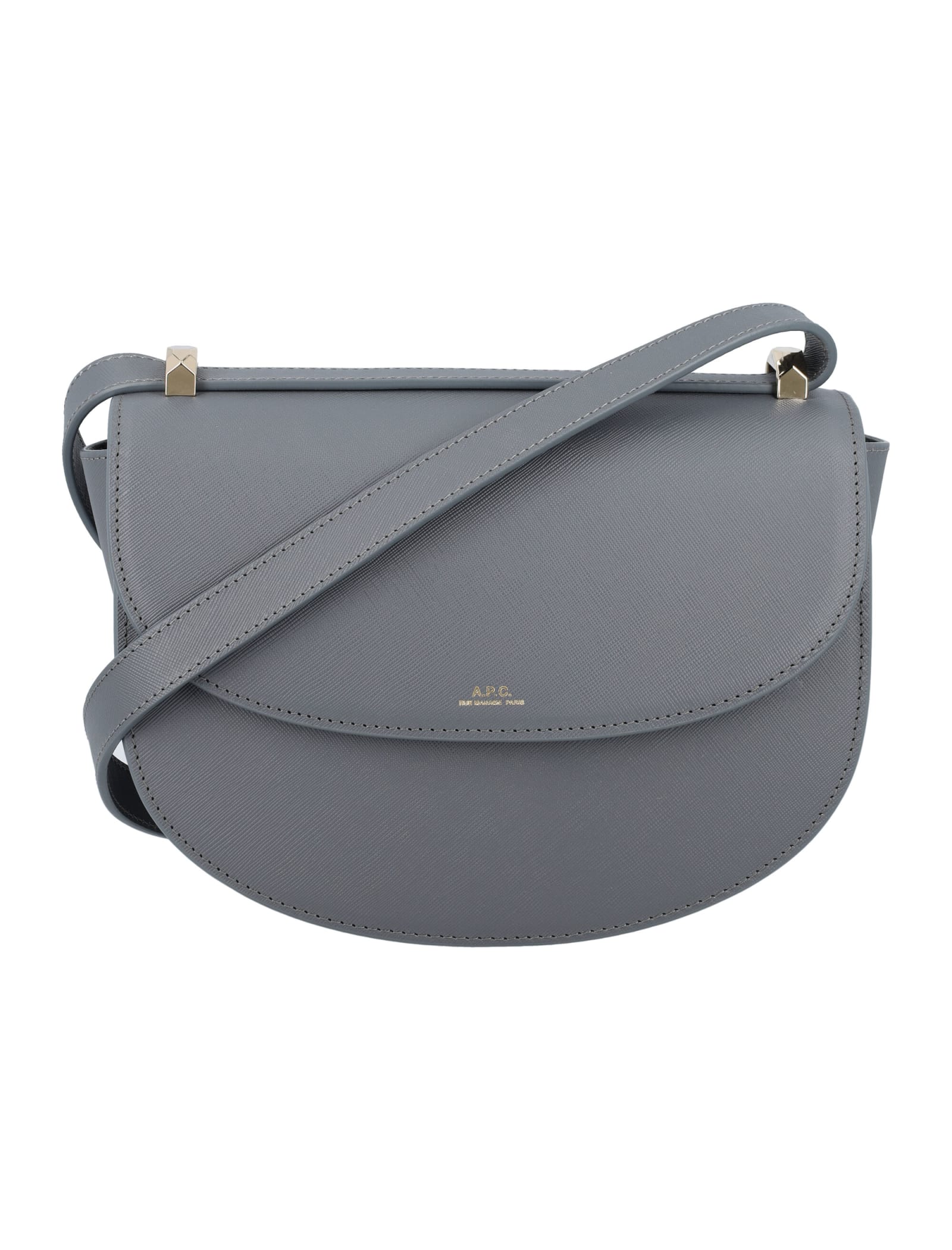 Genève Saffiano Leather Shoulder Bag In Grey