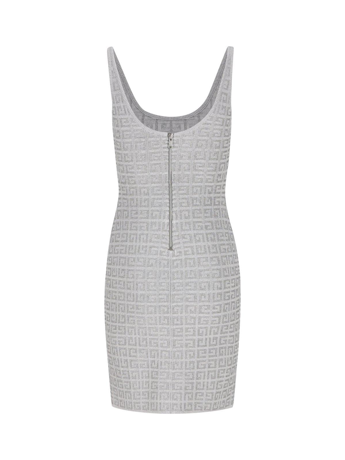 Shop Givenchy 4g Jacquard Sleeveless Mini Dress In Argento