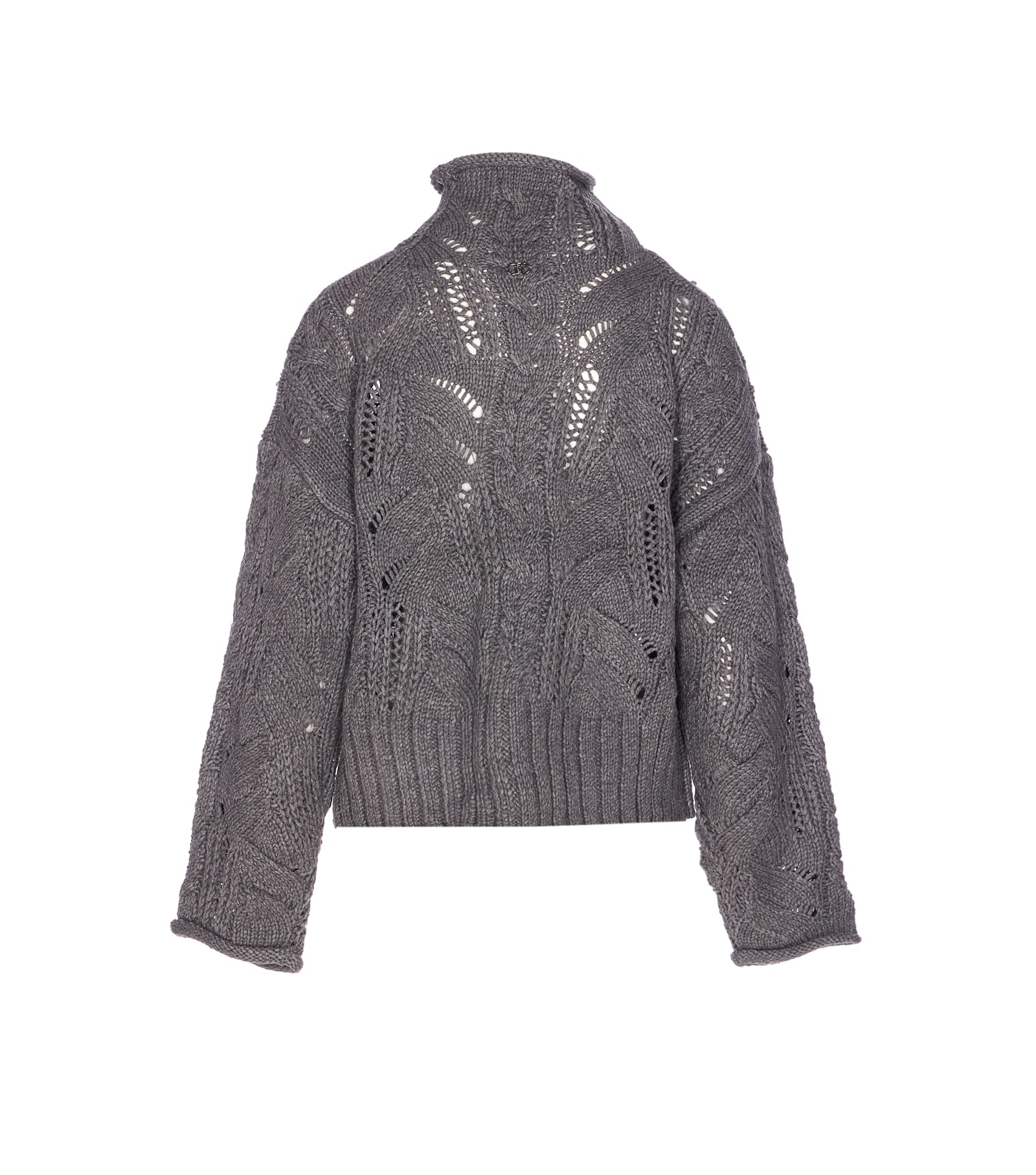 Liu •jo Turtleneck With Jewel Stones In Gray