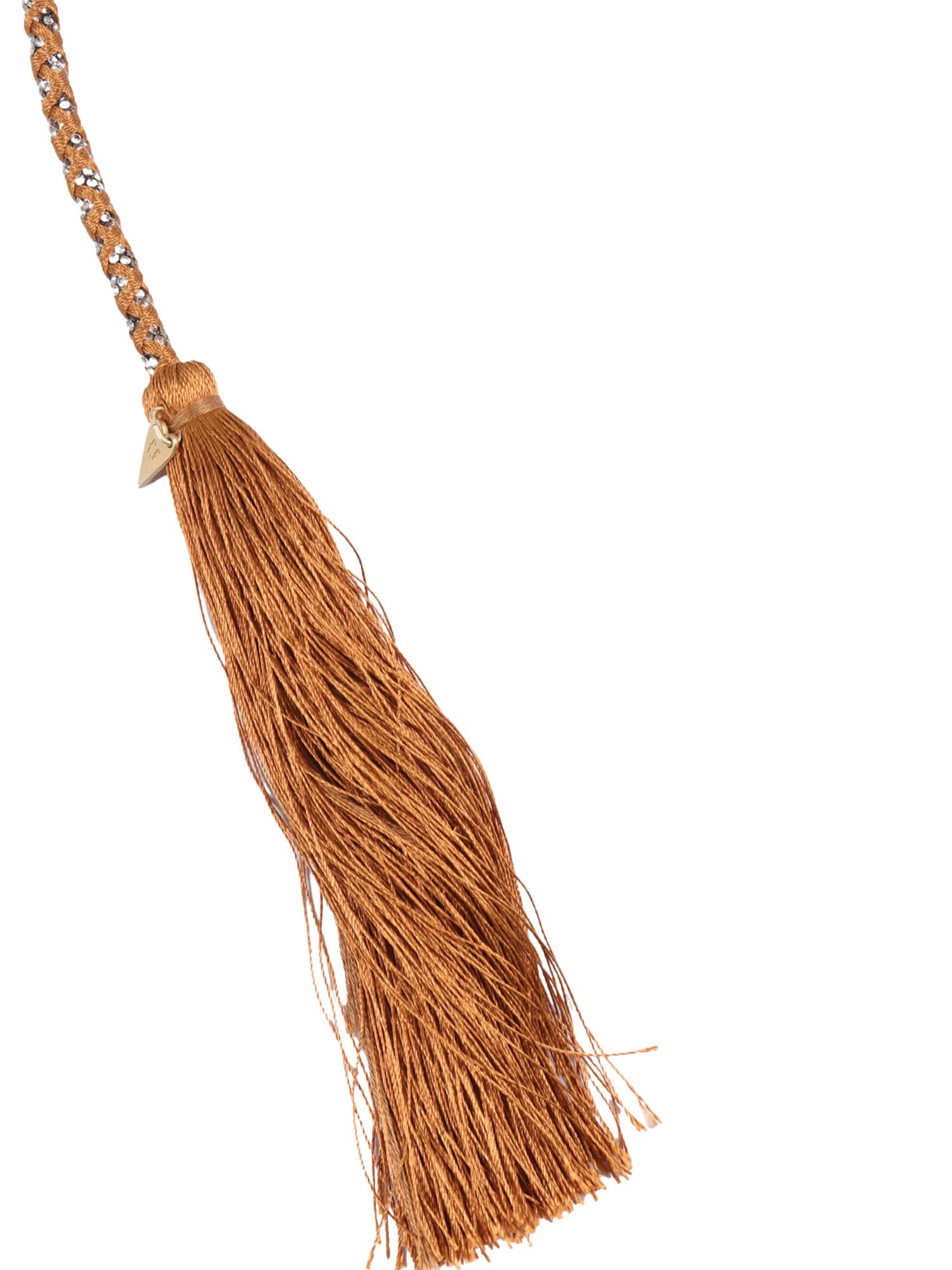 Forte Forte Lace Belt With Crystals And Tassels Insert In Brown