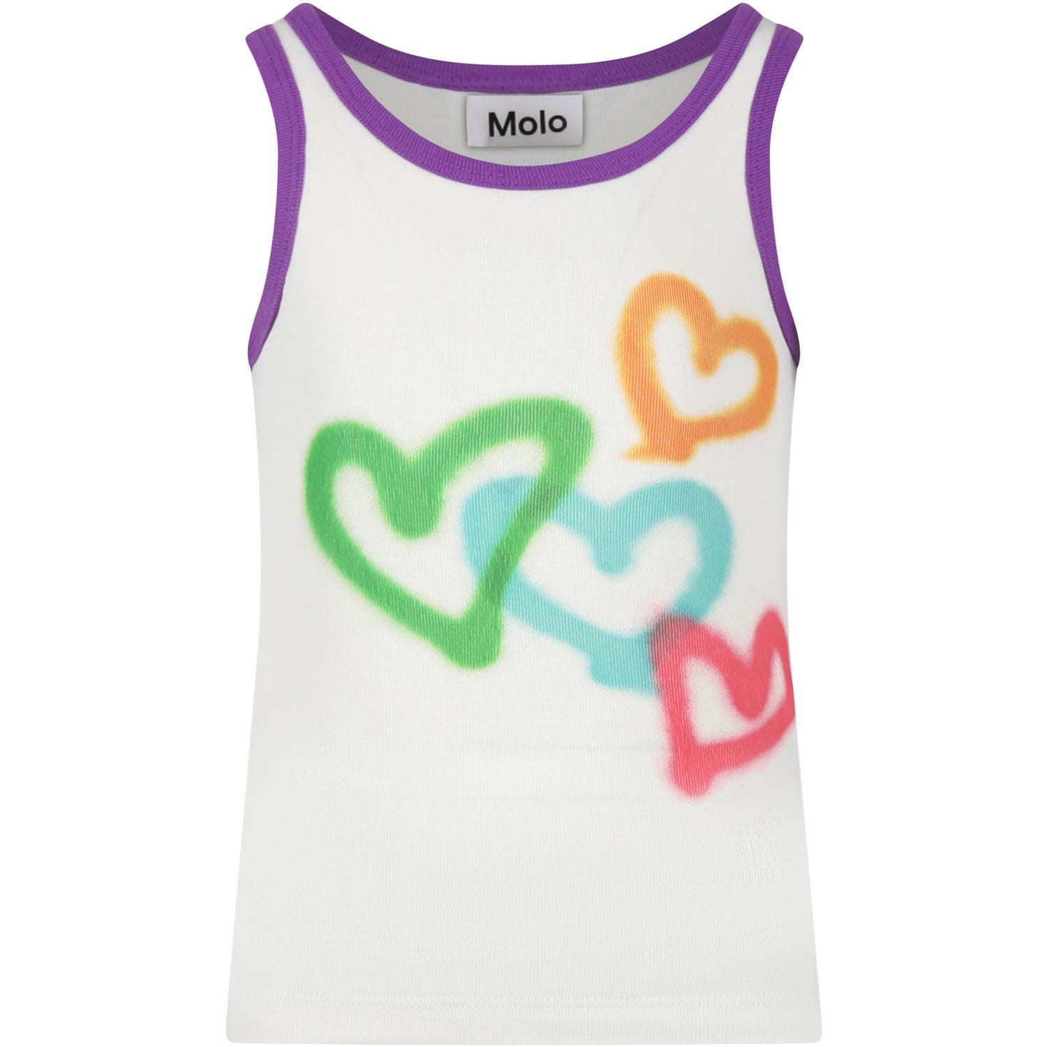 Shop Molo Ivory Tank Top For Girl With Hearts Print