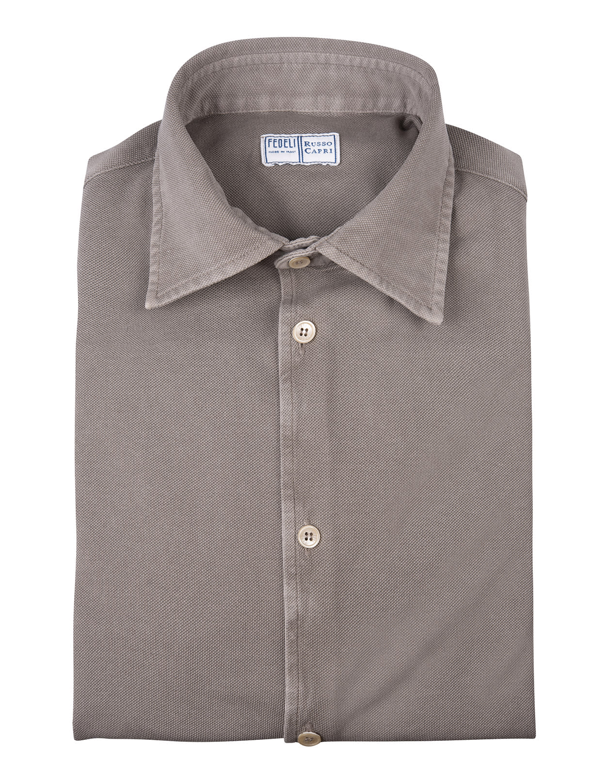 Fedeli Man Shirt In Taupe Cotton Pique