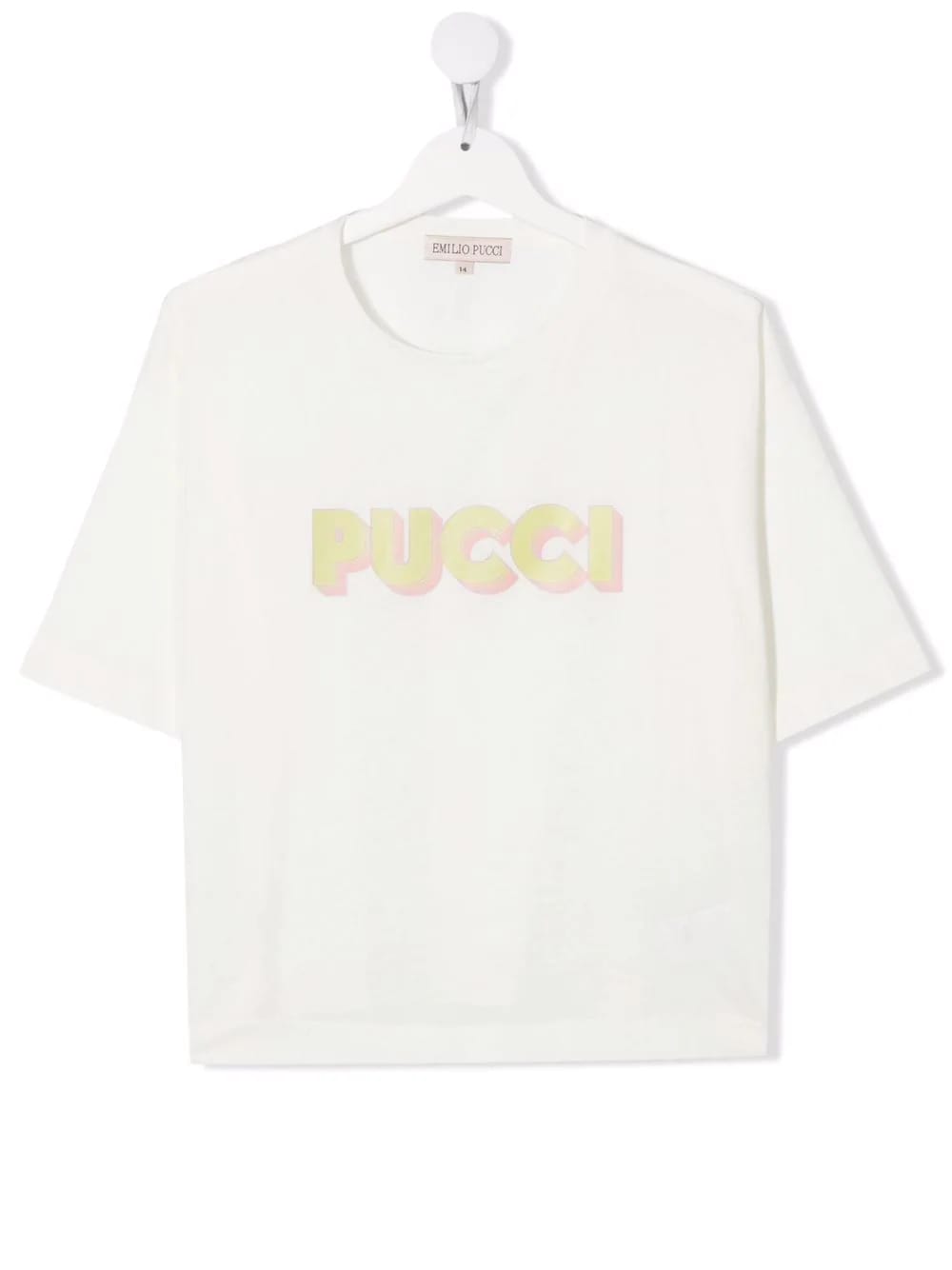 Emilio Pucci Kids White T-shirt With Lime 3d Logo